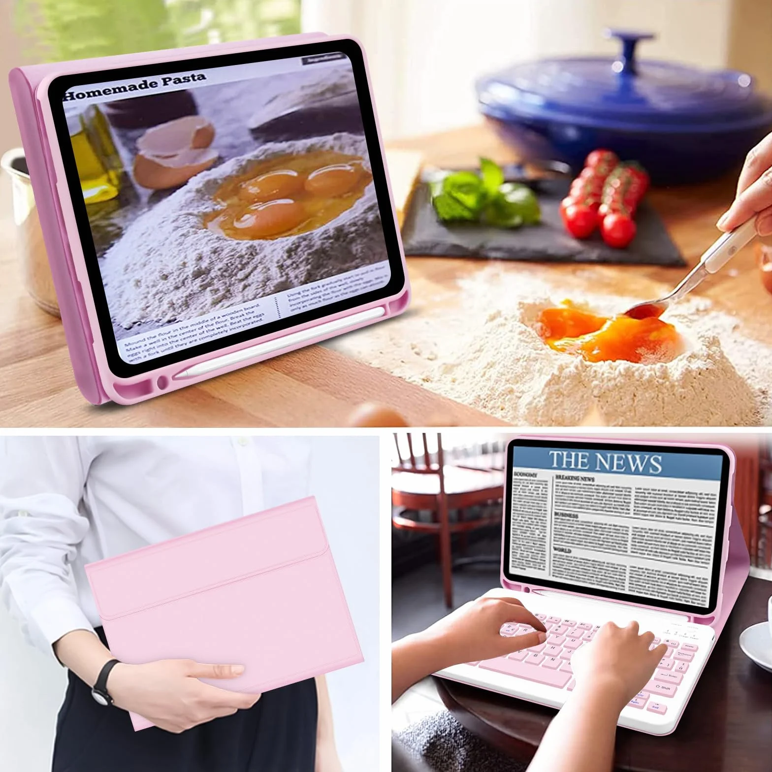 Cover IPad A16 11/10 Generazione con Tastiera (11/10.9 Pollici, 2025/2022) - Italiano QWERTY Magnetico Rimovibile Bluetooth Tastiera, Custodia con Supporto Pencil per Ipad 11/10 Gen,Rosa