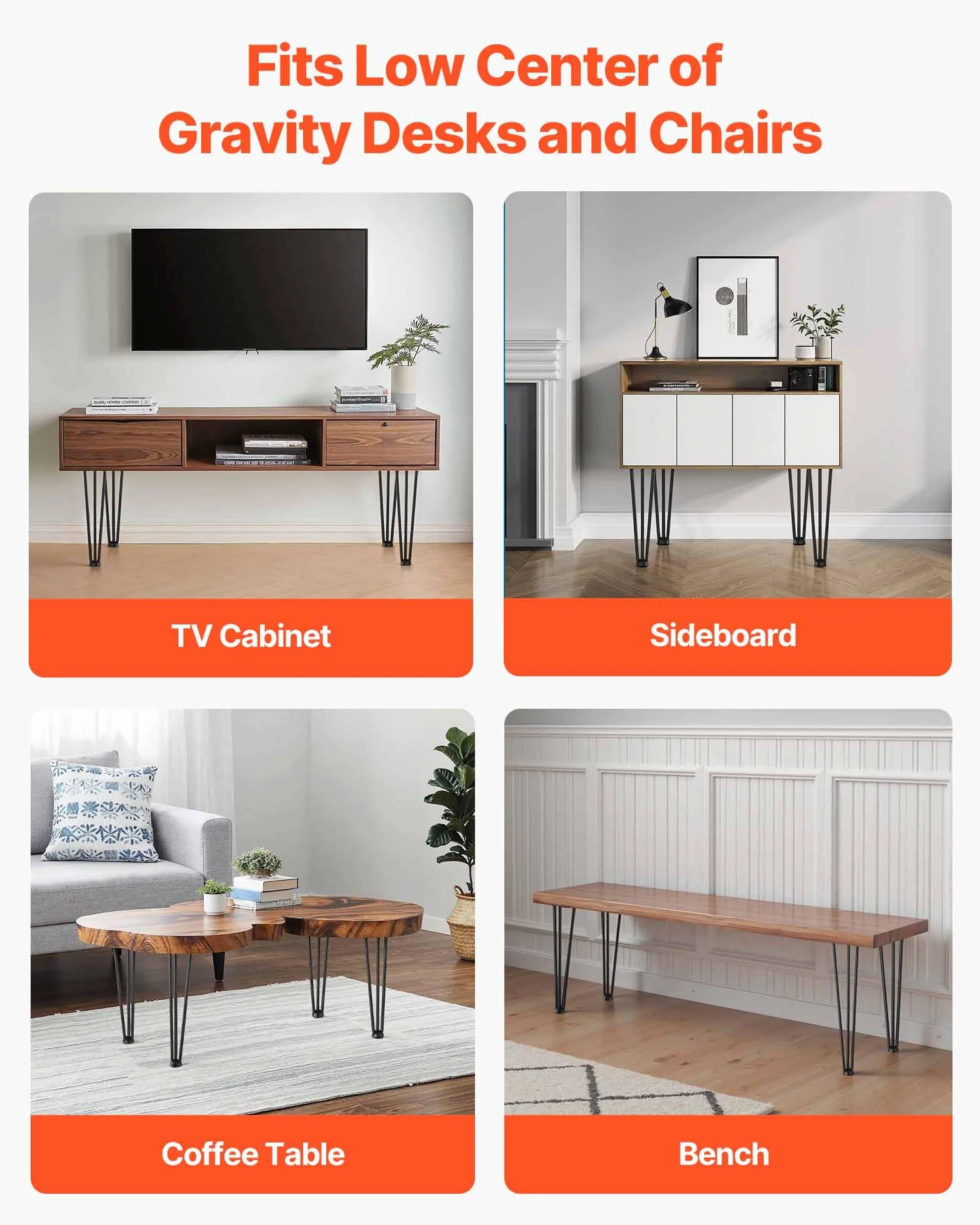 Happybuy 4 Pezzi Gambe da Tavolo in Ferro 20 Pollici per Scrivania Impieghi Gravosi