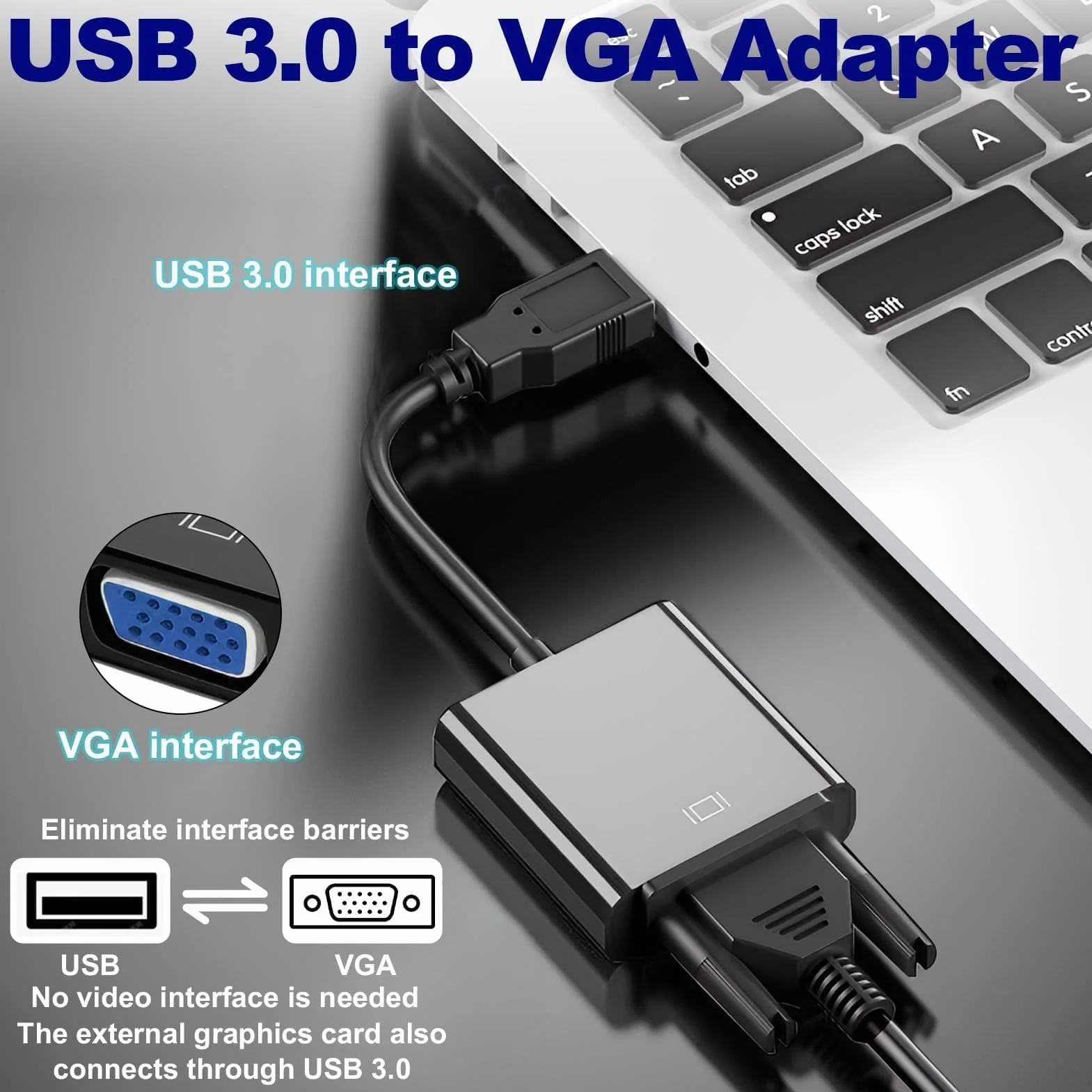 Adattatore USB 3.0 a VGA convertitore video HD 1080p per PC laptop monitor