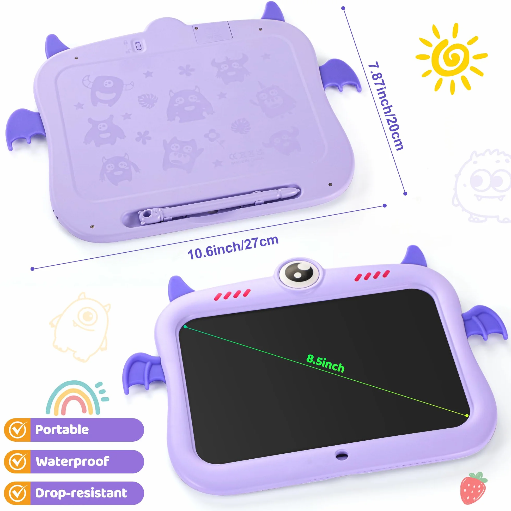 Tavoletta Grafica Bambini LCD 8,5 Pollici Display a Colori Lavagna Portatile Cancellabile