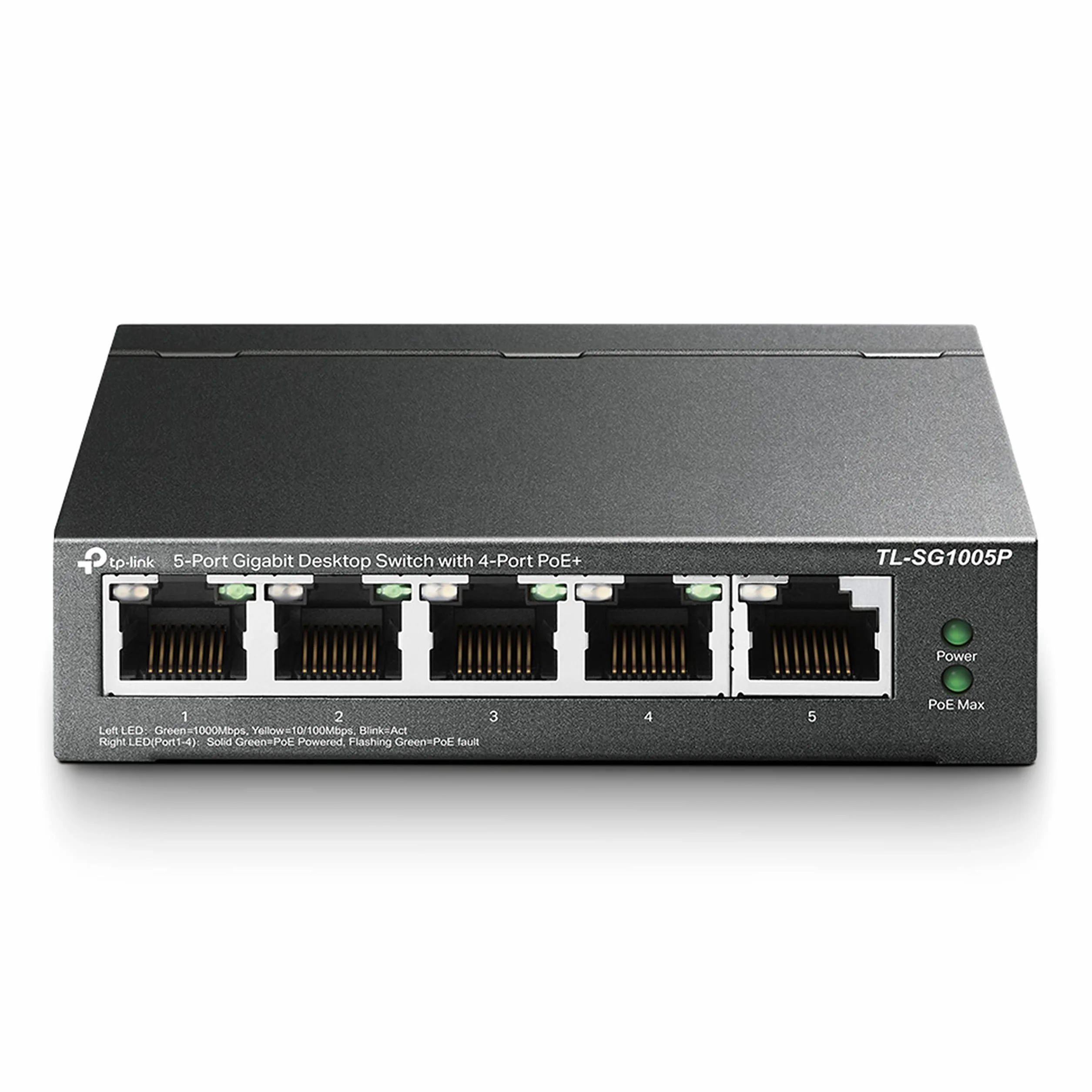 TP-Link TL-SG1005P Desktop Switch, 5 Porte Gigabit 10/100/1000 Mbit, 4 Porte PoE fino a 65W, ogni porta fino a 30 W, Protezione da Sovraccarico, Semplicità d'Uso