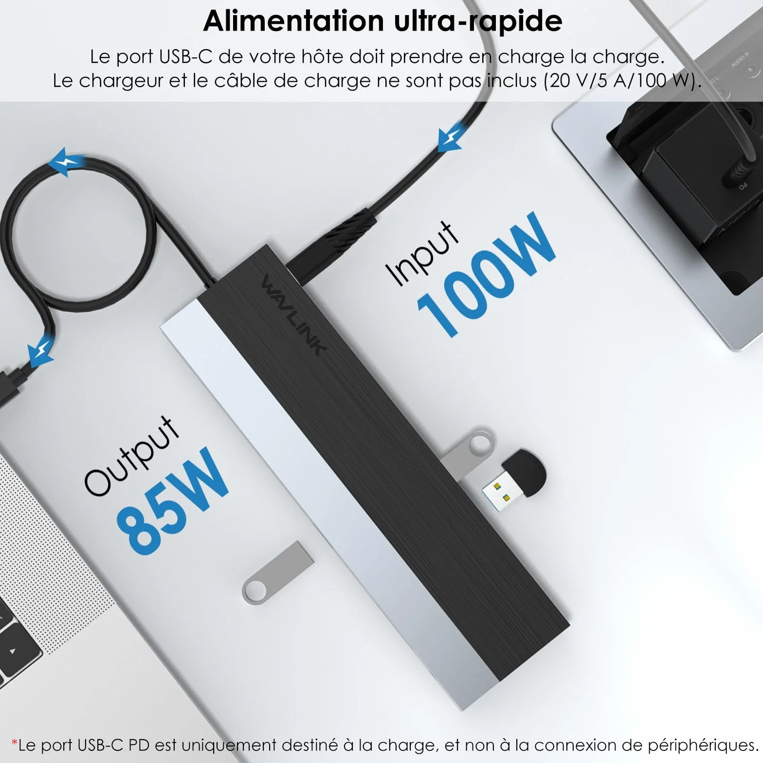WAVLINK Docking Station USB C 3 monitor, Docking Station con Dual HDMI, DP, 100W PD, USB3.0&2.0, RJ45, slot SD/TF, audio/microfono, compatibile solo con computer Windows