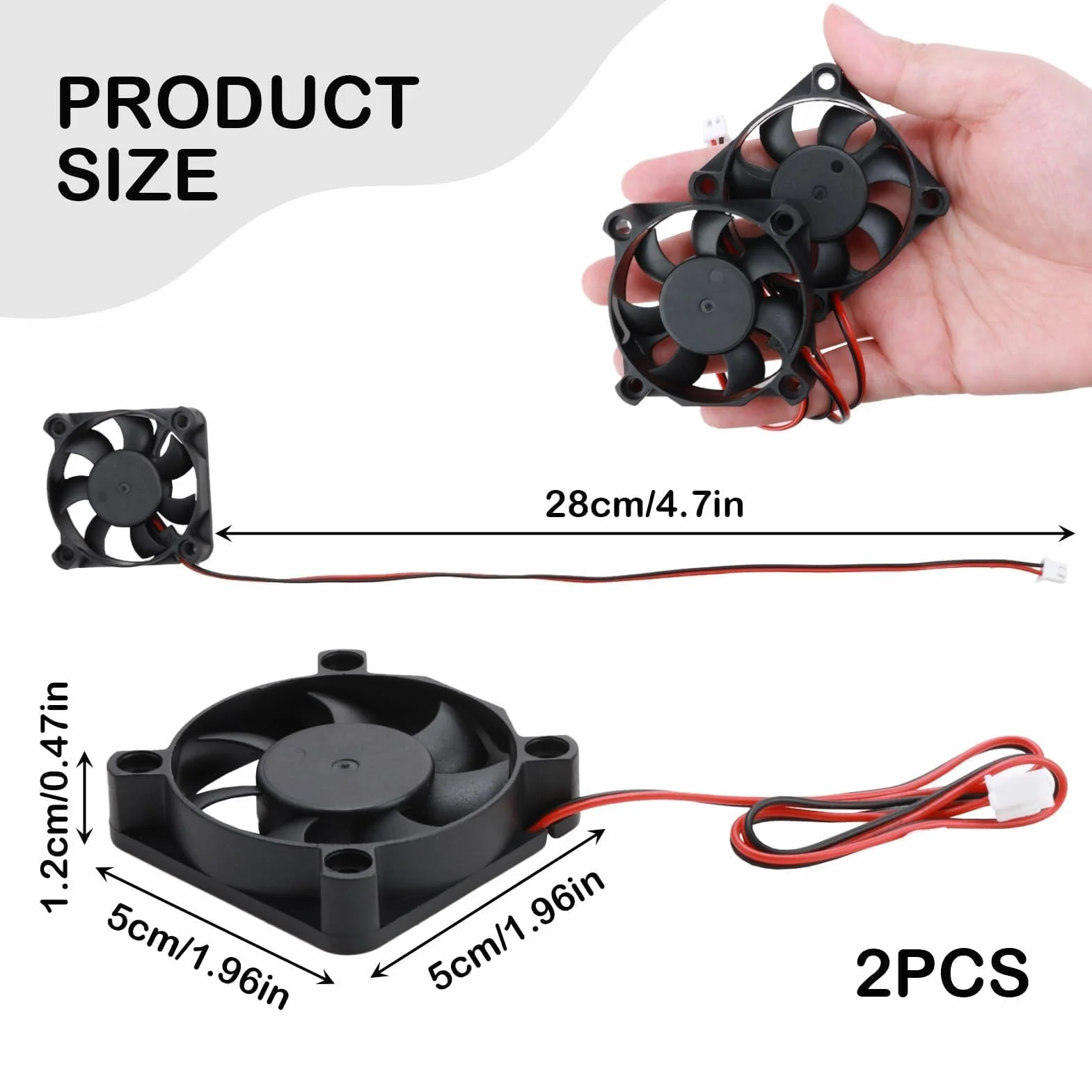 Ventola di Raffreddamento 12V DC 50x50x10mm Brushless 2 Pin 5010 Silenziosa per Stampante 3D