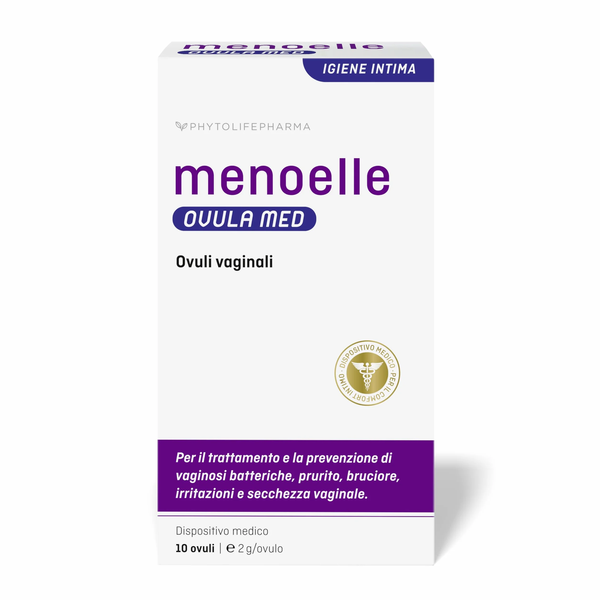 Menoelle OVULA MED Ovuli vaginali con acido lattico e acido ialuronico 10 pezzi