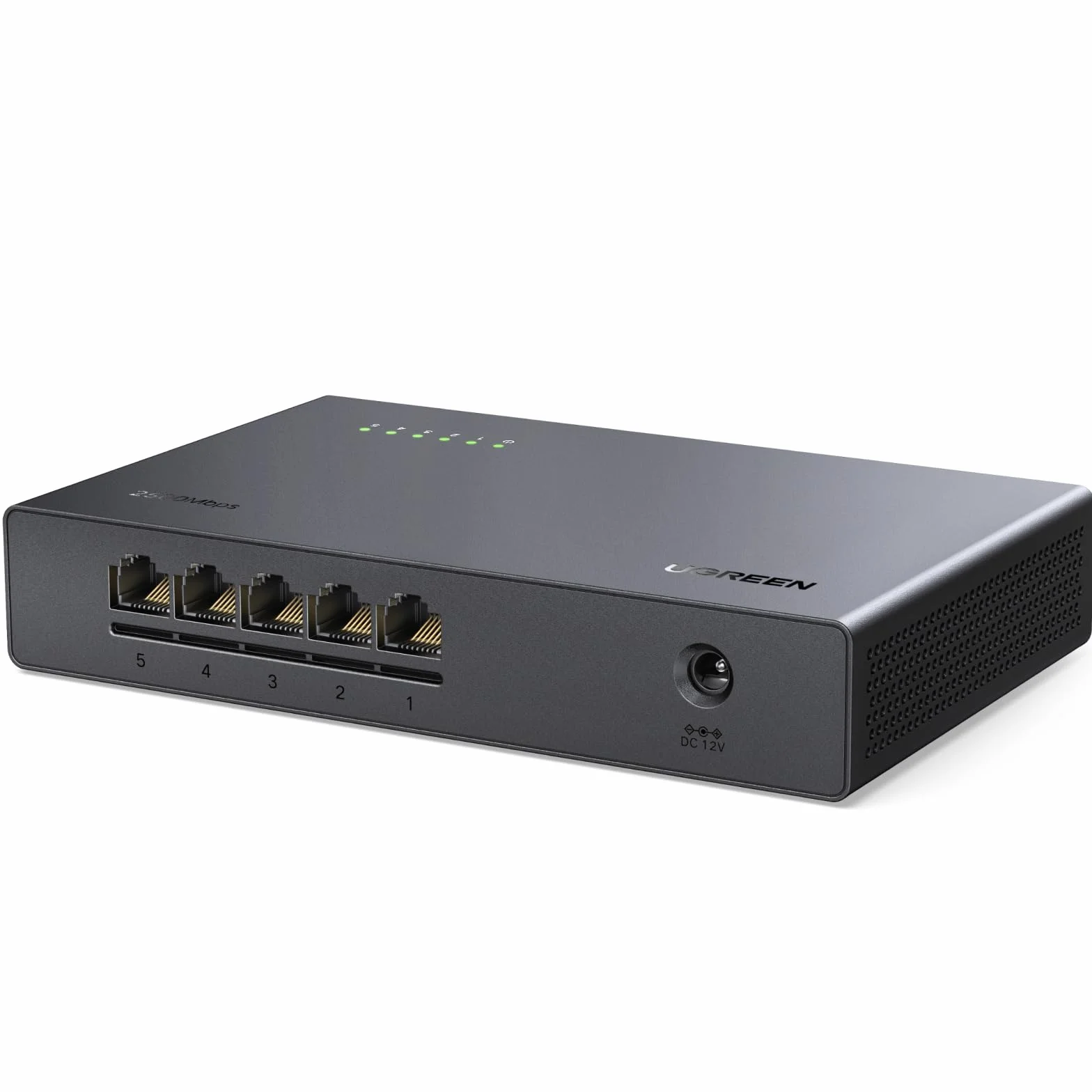 UGREEN Switch Ethernet 2,5G 5 Porte, Duplex, Plug and Play, Non Gestito, Hub RJ45, 100/1000/2500Mbps per PC, NAS, Server, Router, Monitor, Console di Gioco, Video 4K/8K