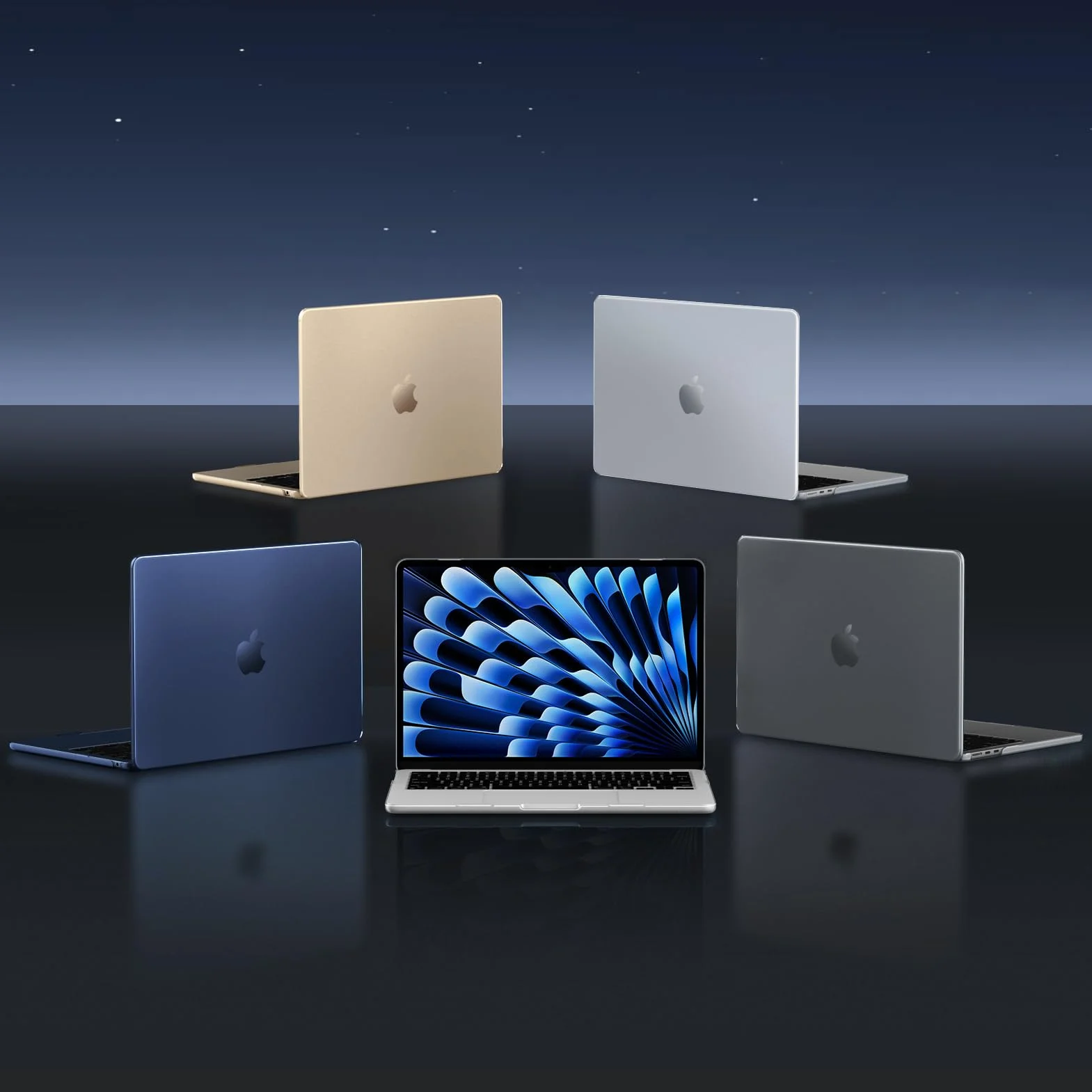 FINTIE Custodia Compatibile con MacBook Air 13.6 Pollici M4/M3/M2 (2025/2024/2022, A3240/A3113/A2681) - [100% Colore Ufficiale] Sottile Cover Rigida Opaca Trasparente Anti-Impronte Case, Mezzanotte