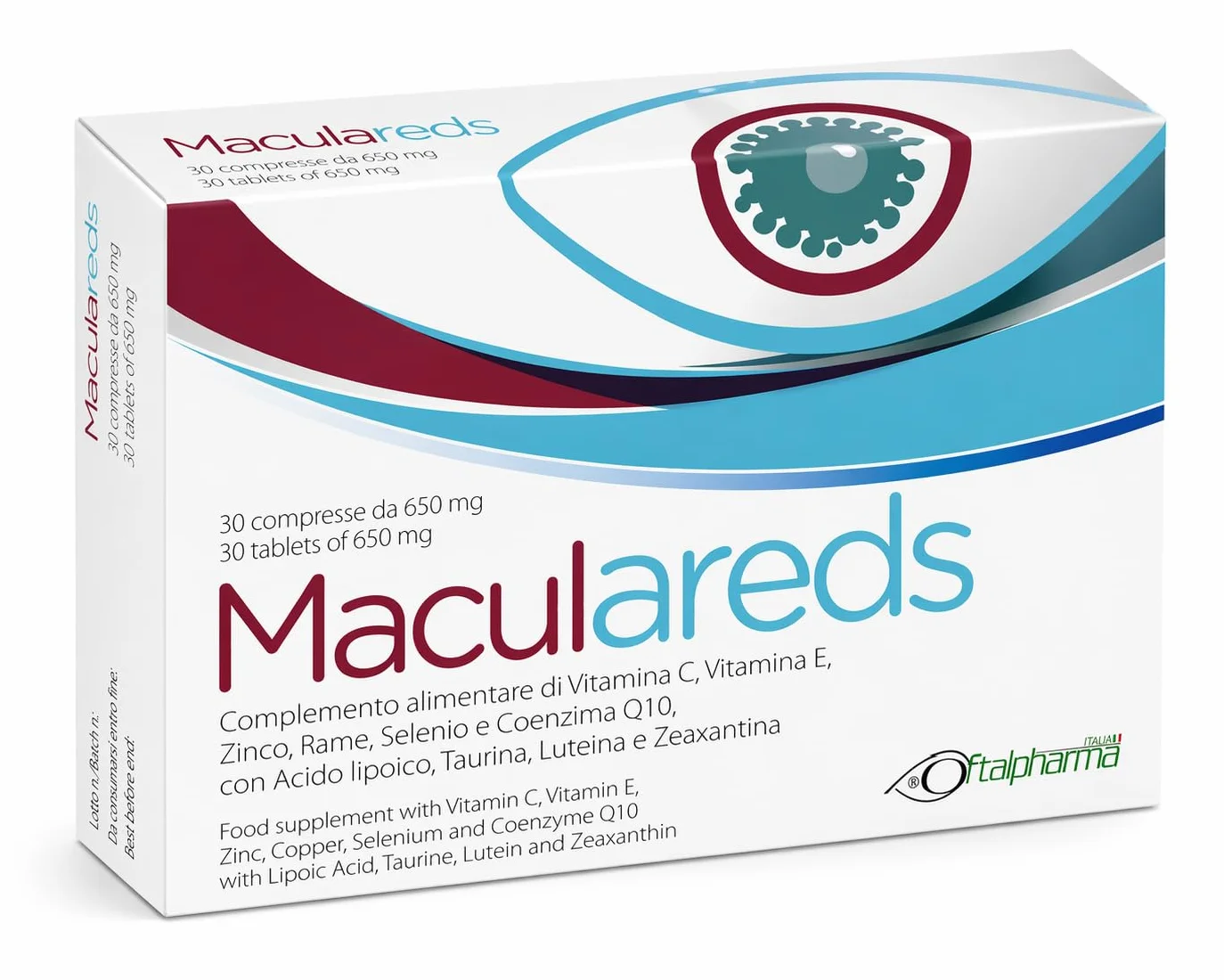 Maculareds Salute della Vista integratore luteina zeaxantina vitamine zinco 30 compresse 650 mg azione antiossidante