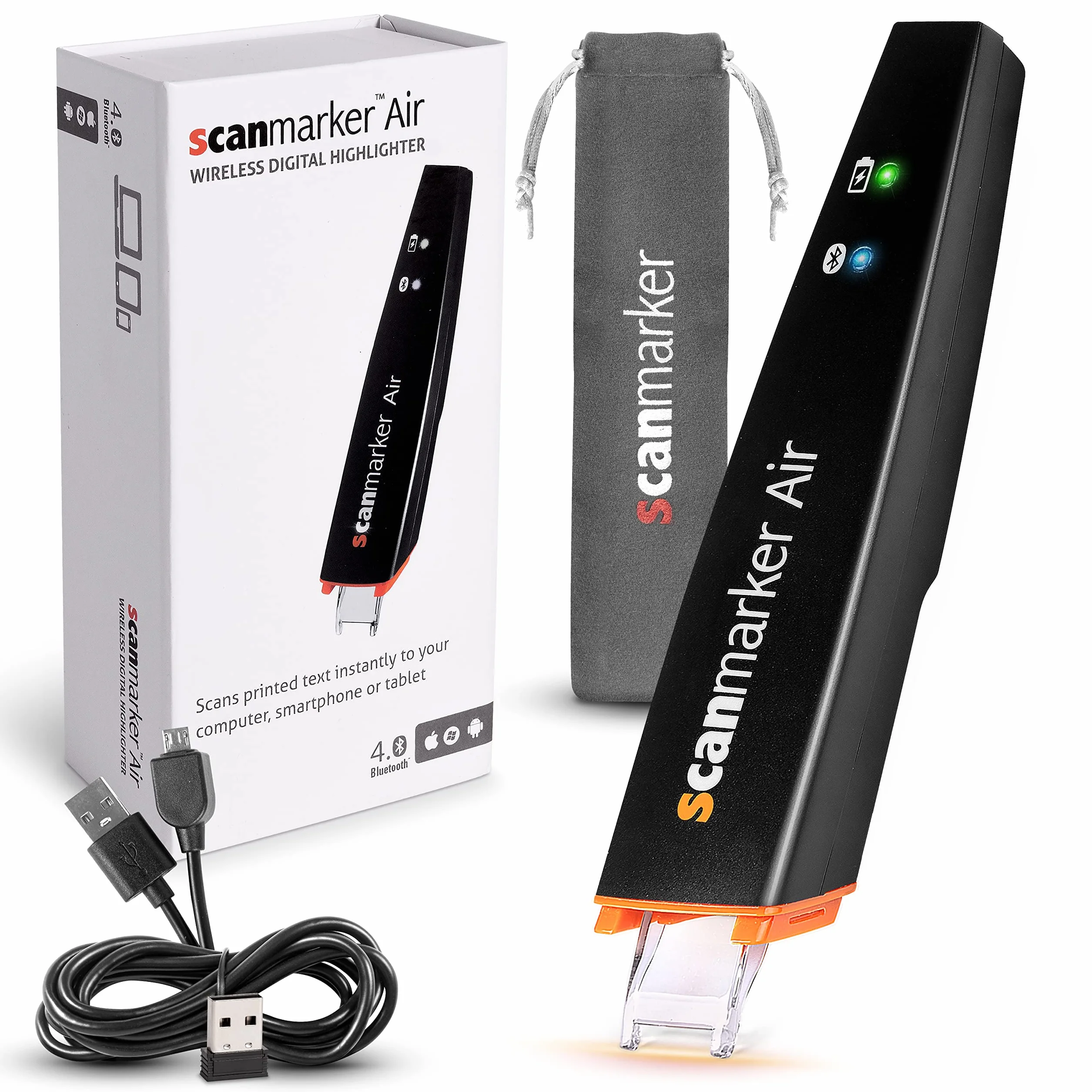 Scanmarker Air Penna Scanner e Traduttore Multilingue per Dislessia, Studenti, Professionisti - Compatibile Mac, Windows, iOS, Android, Nero