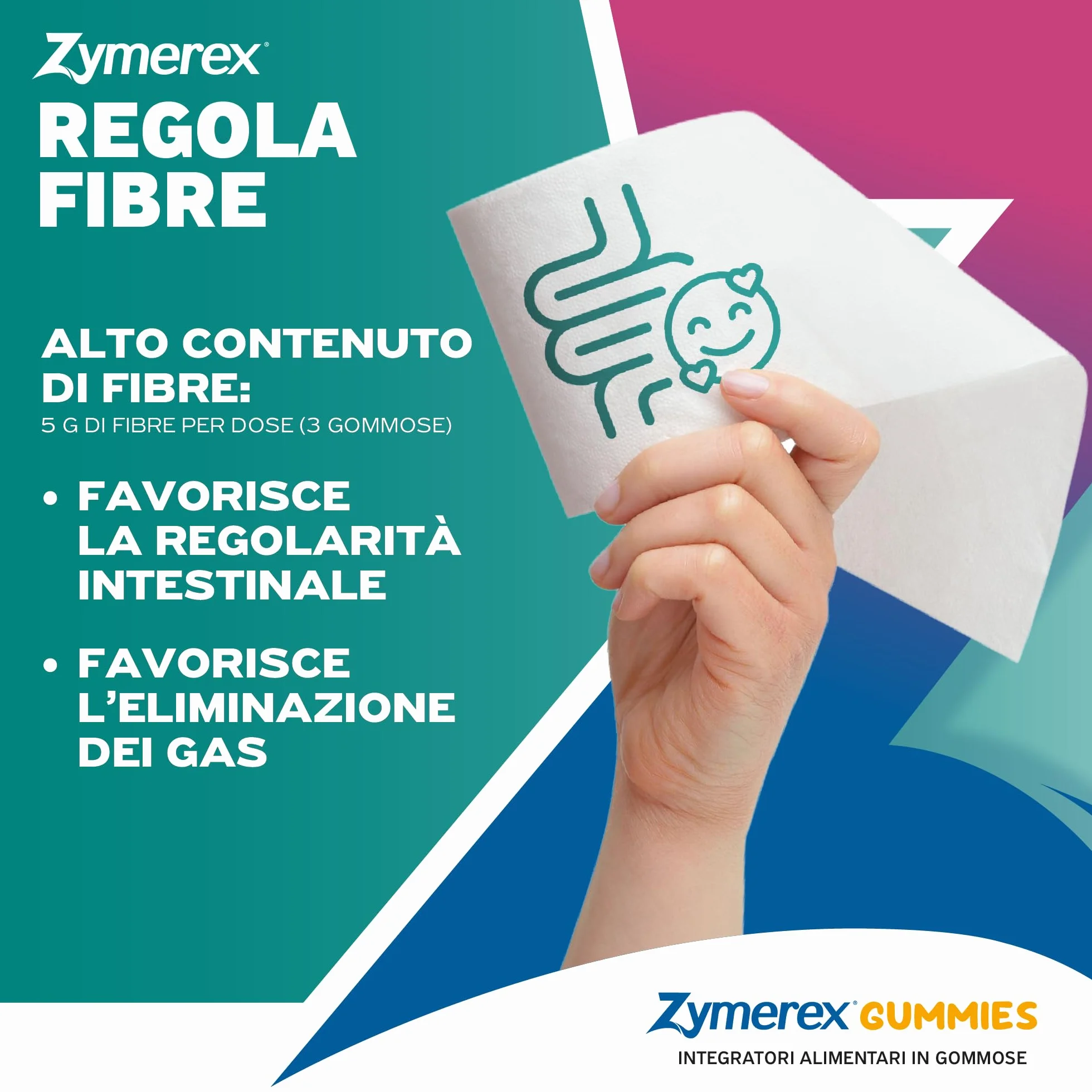 Zymerex REGOLA FIBRE Gummies 45 gommose Integratore fibre regolarità intestinale