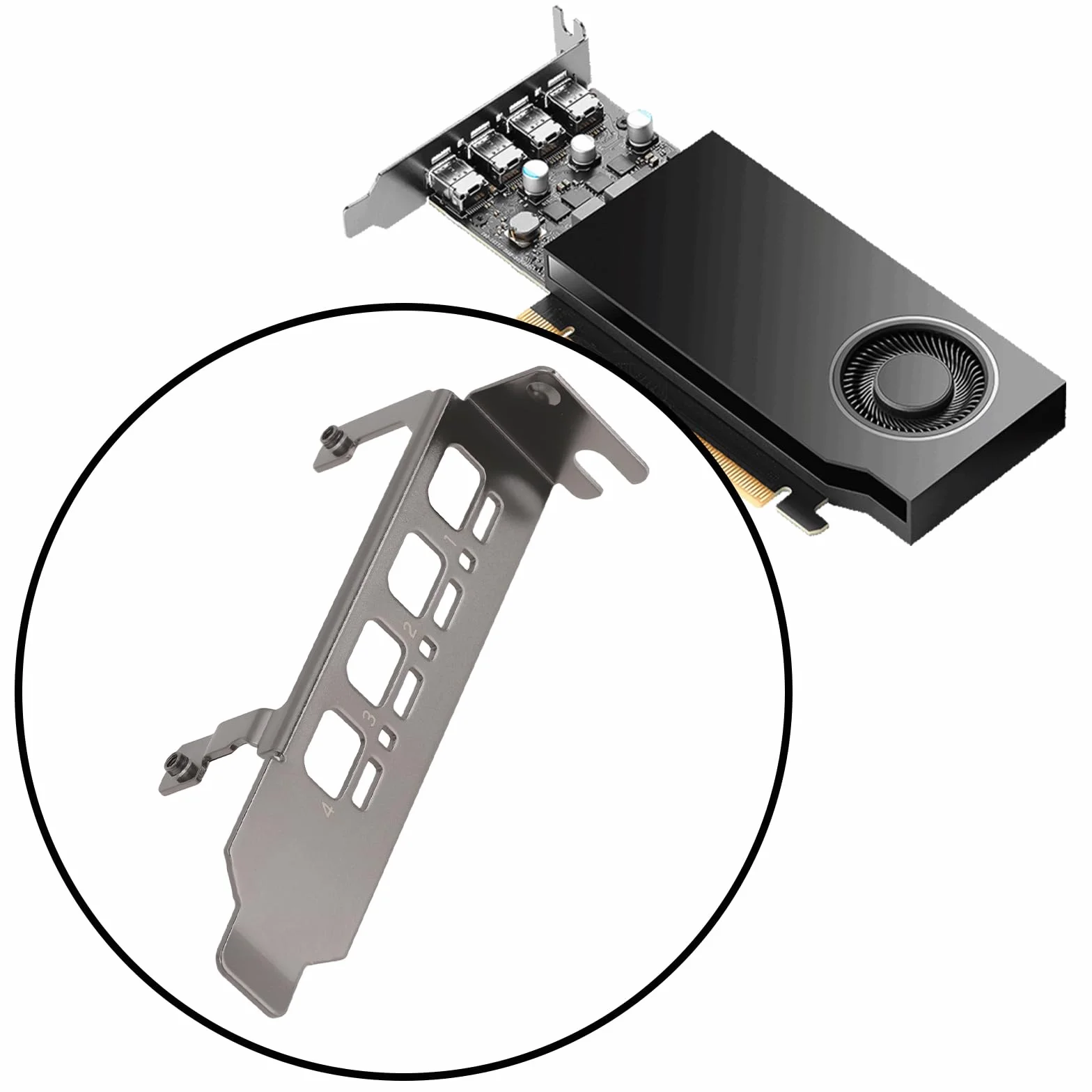 Staffa GPU a basso profilo con viti compatibile con NVIDIA RTX A1000 RTX A400