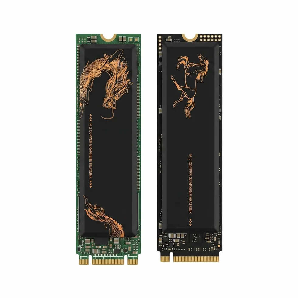 Dissipatore di calore in rame, 66 x 19 x 0,3 mm, con copertura completa del rivestimento in grafene, per SSD M.2 2280, 2 pezzi