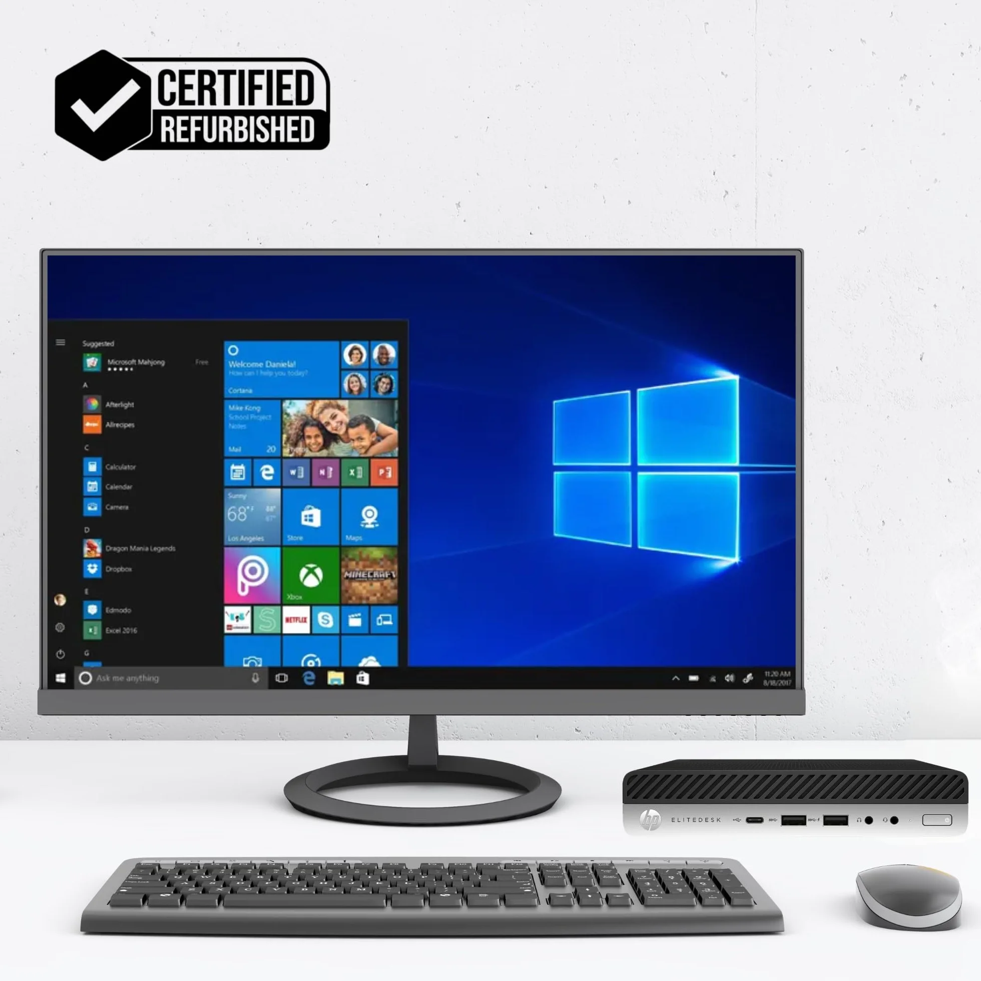 HP Mini PC Tiny Intel i5-6500T 4 Core 2.5GHz RAM 8GB SSD 256GB Desktop Ricondizionato