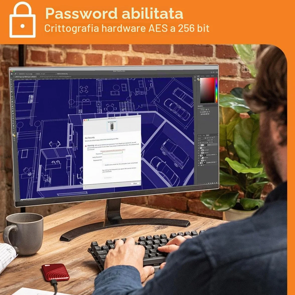 WD My Passport SSD, 2TB SSD Esterno, SSD portatile con tecnologia NVMe, USB-C, con velocità di lettura fino a 1050 MB/s, 1000 MBs in scrittura, funziona con PC, Xbox e Playstation, Rosso