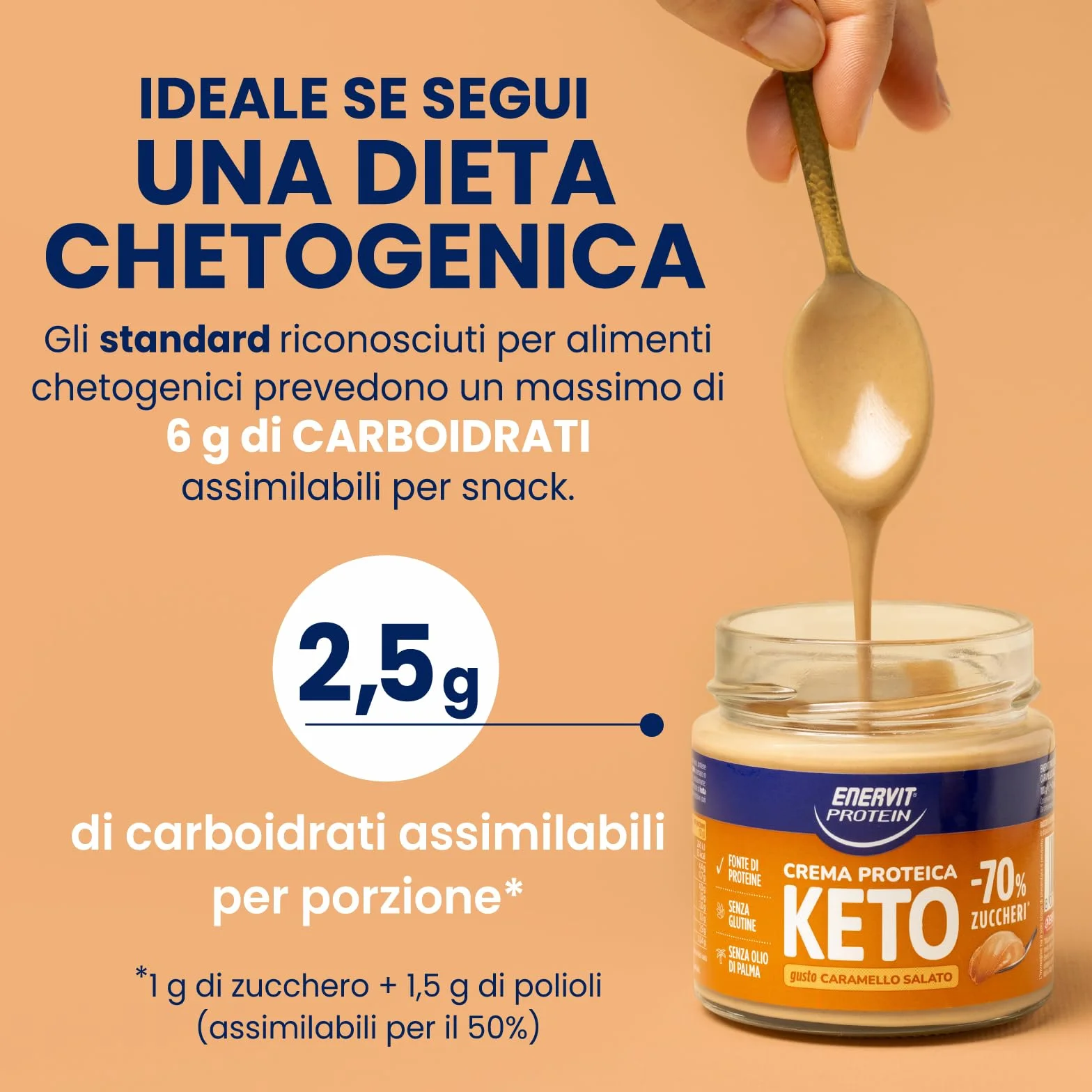 Enervit Protein Cream Keto Caramello Salato, Crema Proteica Spalmabile, Senza Glutine, 180g