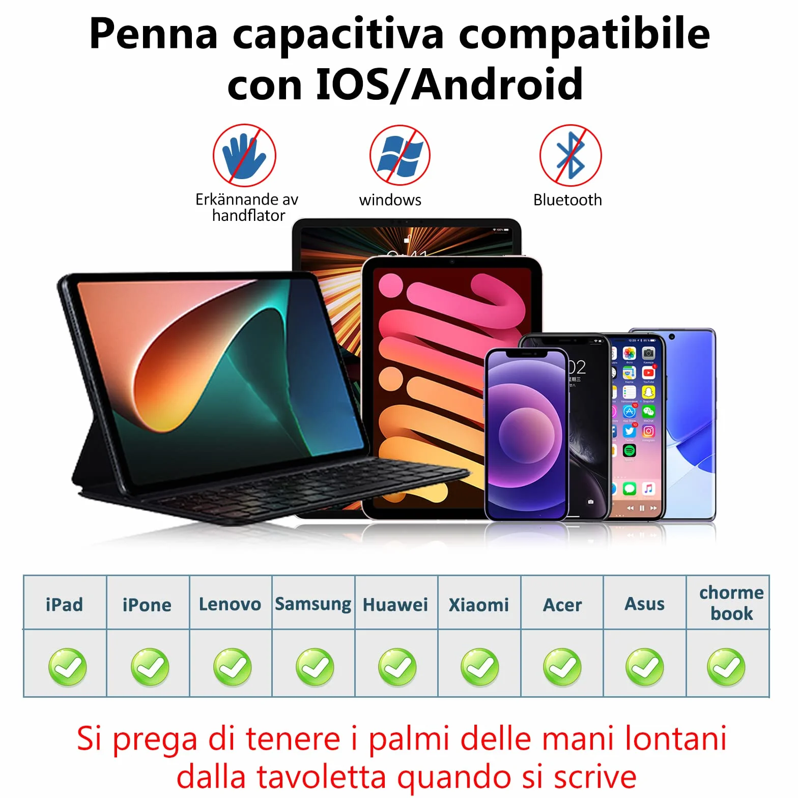 Penna Digitale Per Tablet Universale Compatibile Con IPad Iphone Samsung Lenovo Huawei Xiaomi Android Touch Screen Telefono Acer LG Chormebook, 1,5mm Superfine, Aspirazione Magnetica Stylus Pen