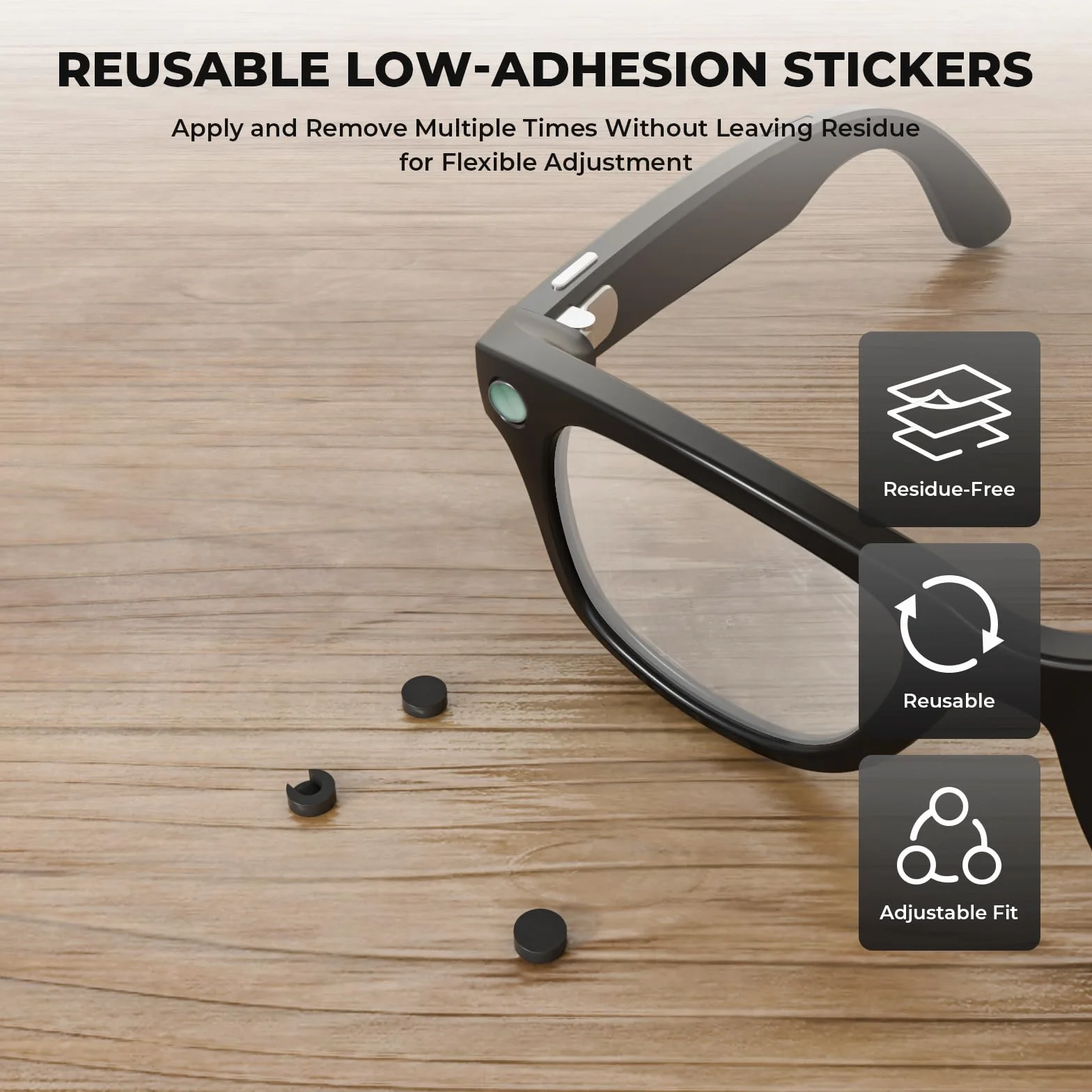 LED Light Blocking Stickers Compatible with Ray-Ban Meta Smart Glasses, Ultra-Thin Reusable U-Shaped Stickers, Privacy and Glare Reduction 20pcs