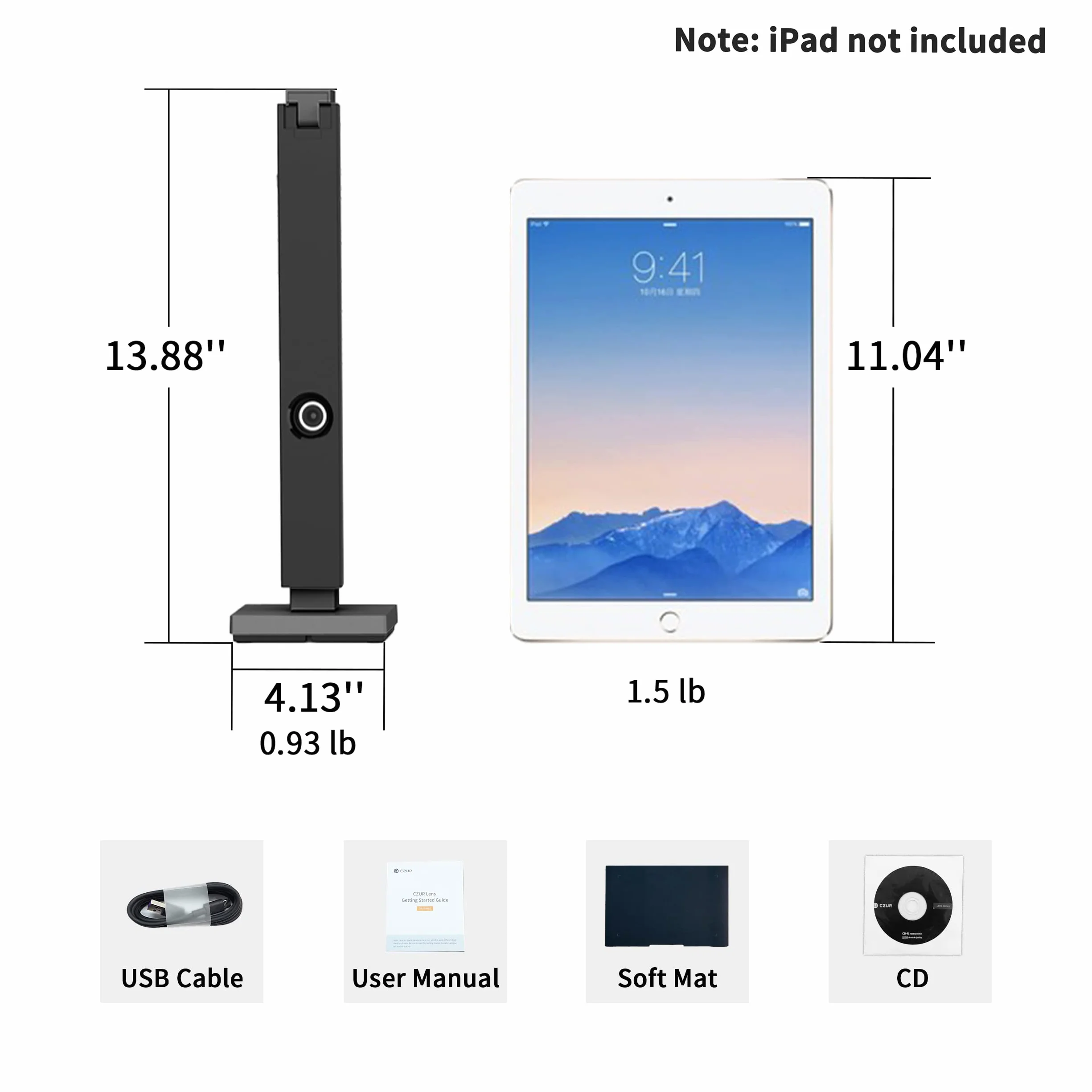 CZUR Lens Pro Scanner Mobile Portatile, Compatto, da 12 Megapixel e 330DPI, da 60Pagine Per Minuto. Con alimentazione USB 2.0 Rapido per Cattura Formato A4, Compatibile con Windows e MacOS