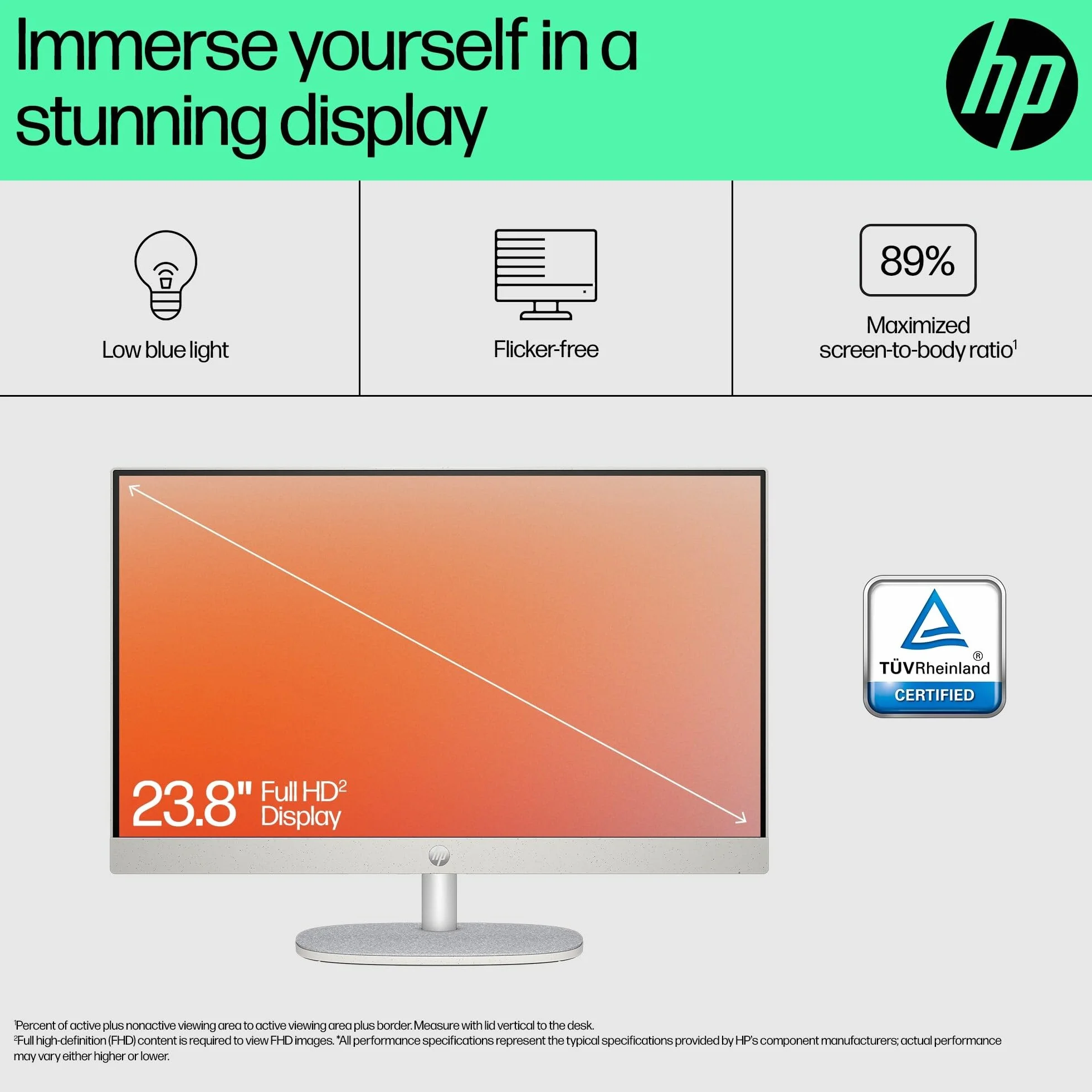 HP 24-cr0002sl All-in-One AMD Ryzen 3 7320U 8GB RAM LPDDR5 512GB SSD NVMe Display 23,8" FHD IPS Windows 11 Bianco