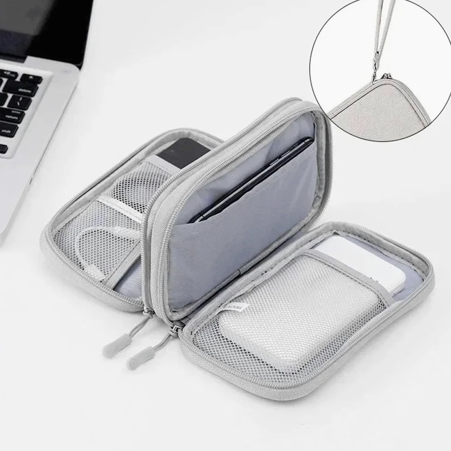 Borsa organizer per cavi viaggio 2 pezzi | Doppio strato portatile impermeabile(C)