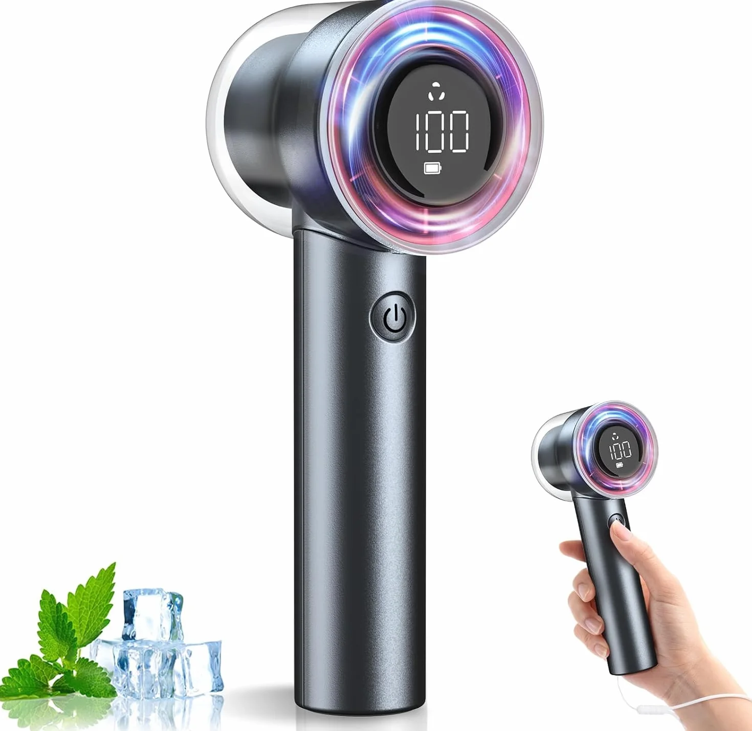 Ventilatore Portatile Turbo a 1-100 velocità,15000RPM Ventilatori Portatili Personali ad alta Velocità, 5000mAh Batteria Ricaricabile Mini Ventilatori per l'estate Regalo Essenziale