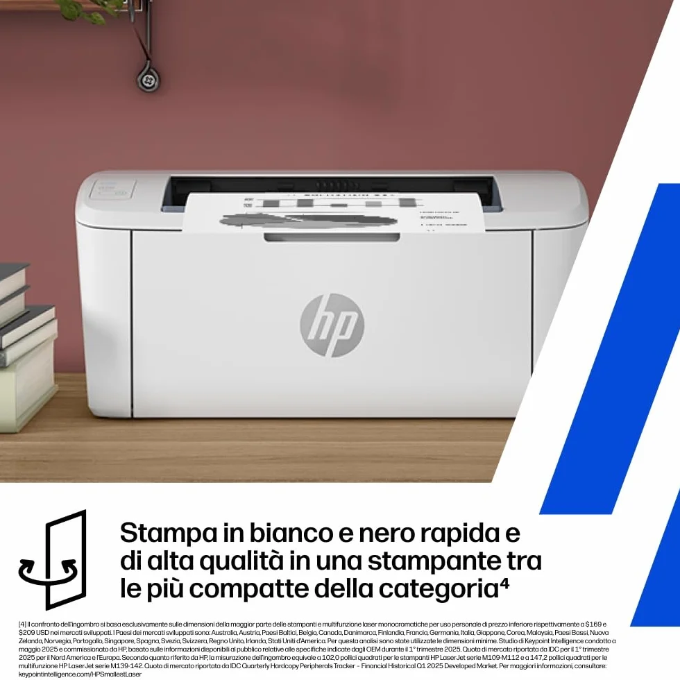 HP LaserJet M110w 7MD66F Stampante Laser A4 Monocromatica, Stampa Fronte e Retro Manuale, 20 ppm, Wi-Fi, Bianca