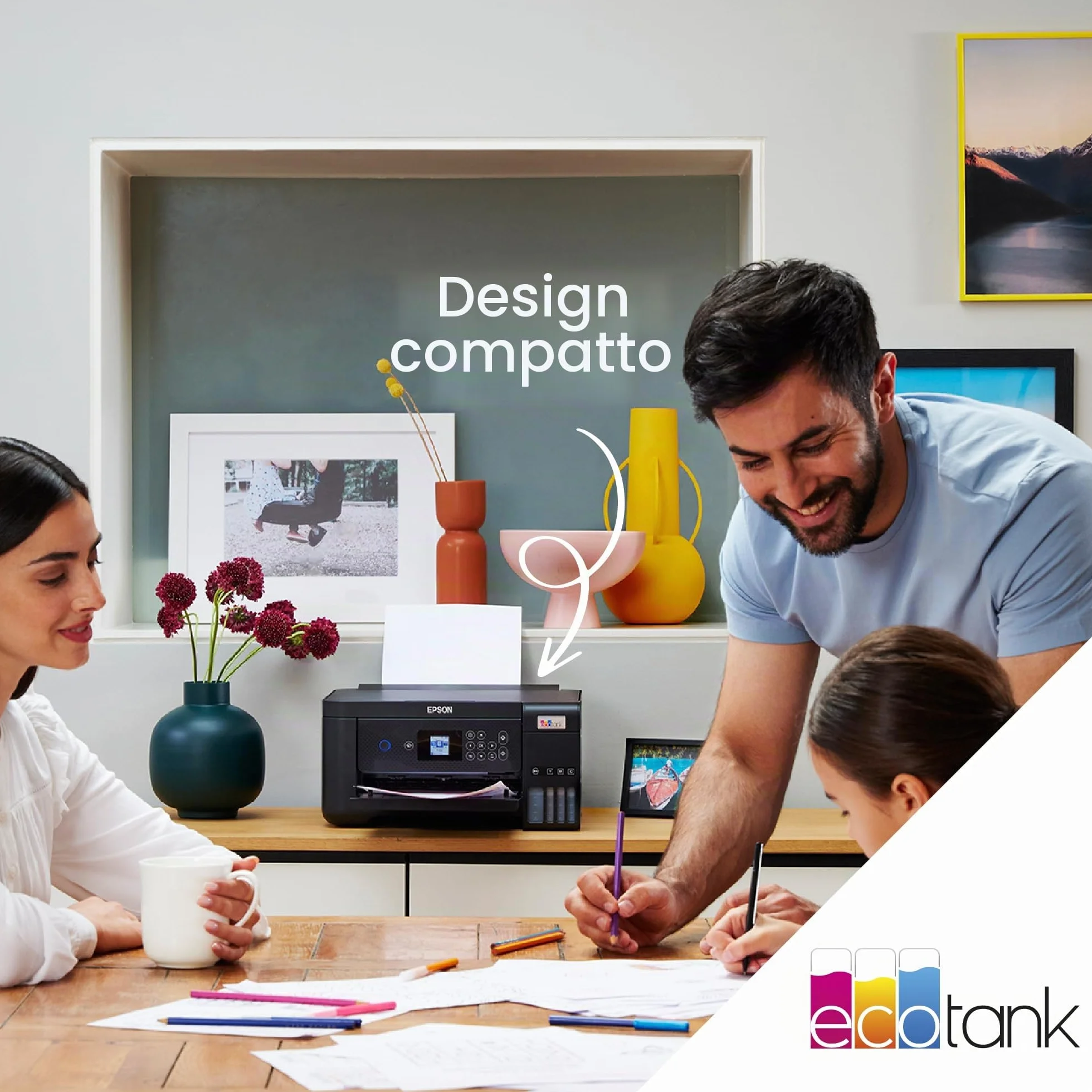 Epson EcoTank ET-2850 - Stampante multifunzione per serbatoi di inchiostro, Wi-Fi A4, con fino a 3 anni di inchiostro incluso