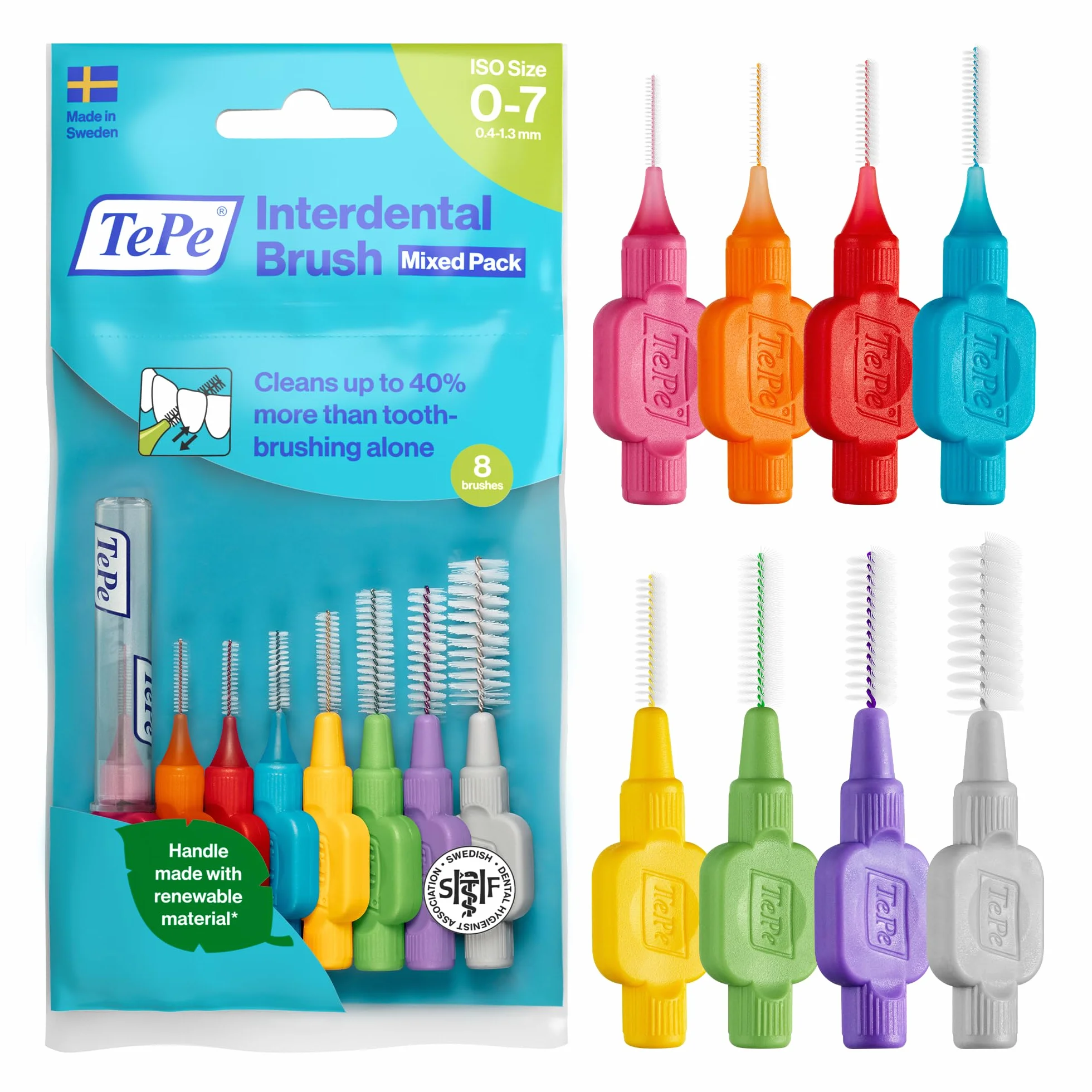 TePe Scovolino Original 0.4-1.3mm ISO 0-7 8pz pulizia interdentale