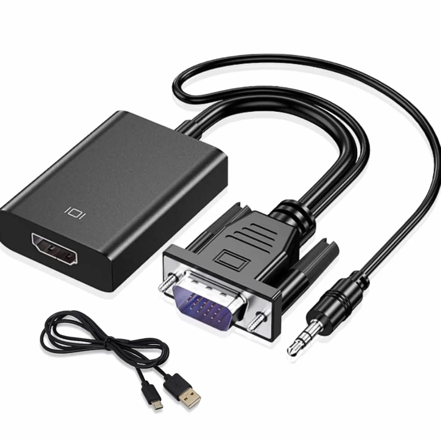 Adattatore da VGA a HDMI 1080P con Audio Video, Converter Adapter vga Maschio a hdmi Femmina Connettore per Collegamento di Laptop, Proiettore, PC, TV Box, Monitor