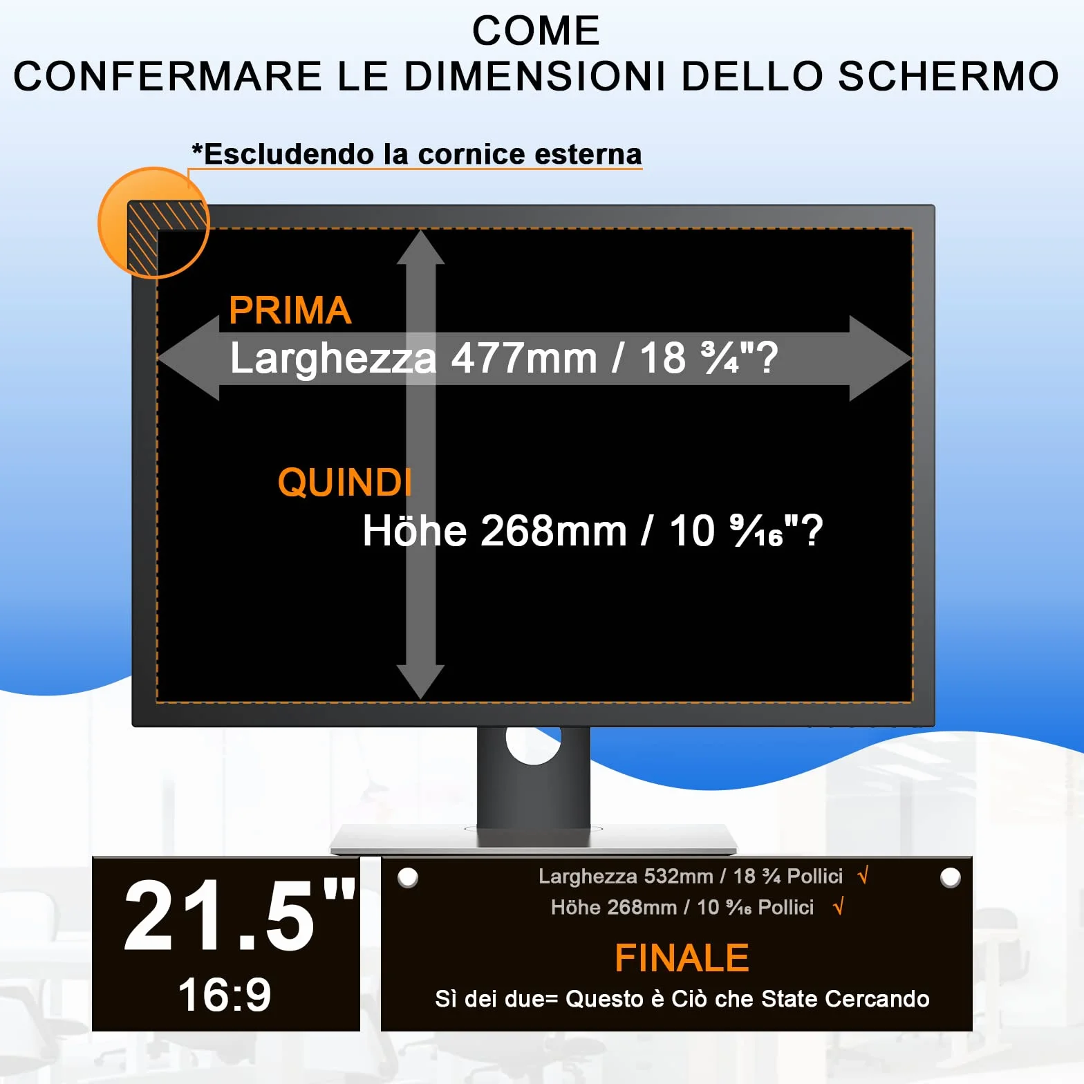 Pellicola Privacy Monitor 21.5 Pollici, Rimovibile Filtro Privacy Schermo per Widescreen Computer, Anti Glare/Antiriflesso/Anti Luce Blu Pellicola de Protezione Privacy 21.5 Pollici per 16:9 Monitor
