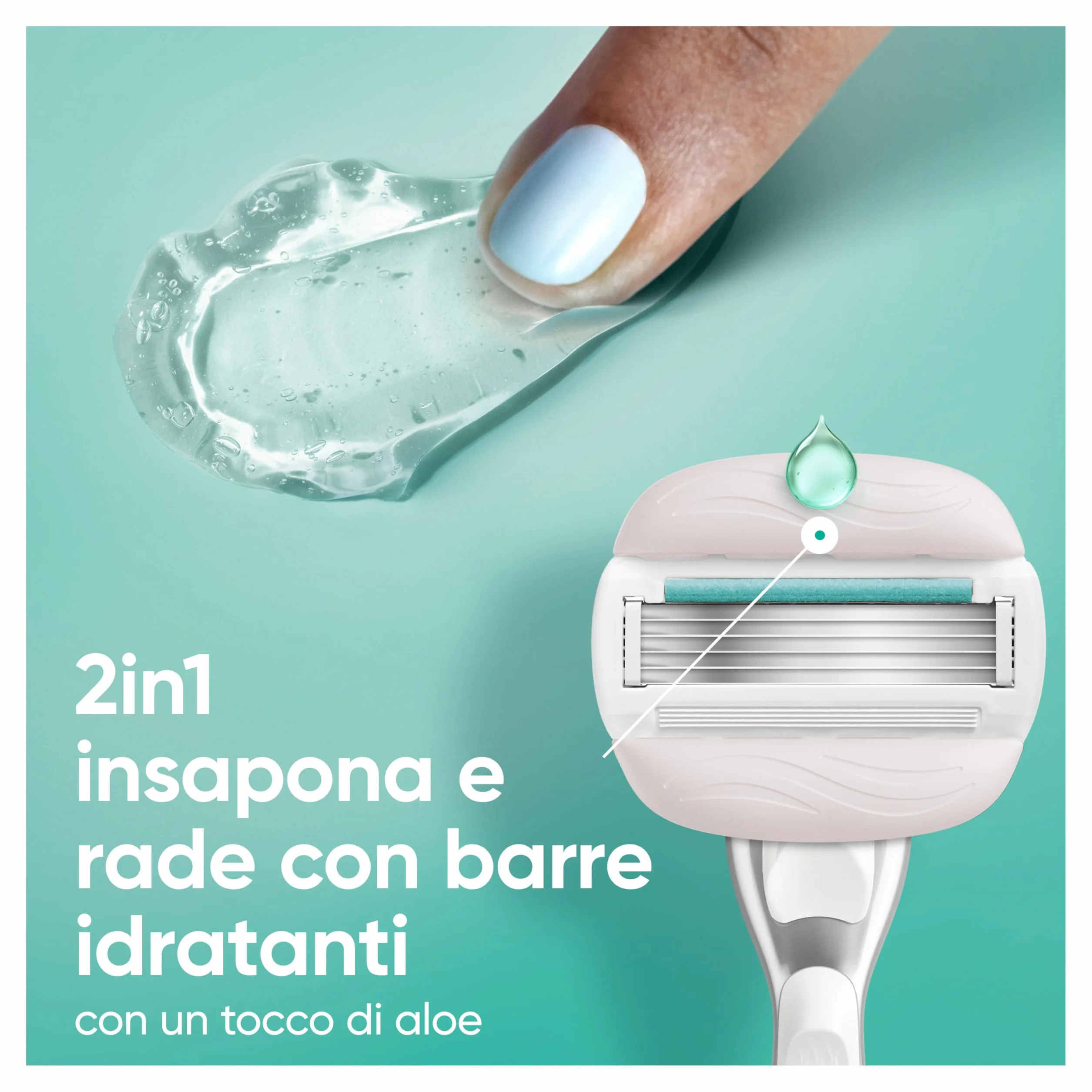Gillette Venus Pro Comfortglide Sensitive Rasoio da Donna con Aloe, 4 Lamette di Ricambio, Manico Metallo e Gancio Doccia