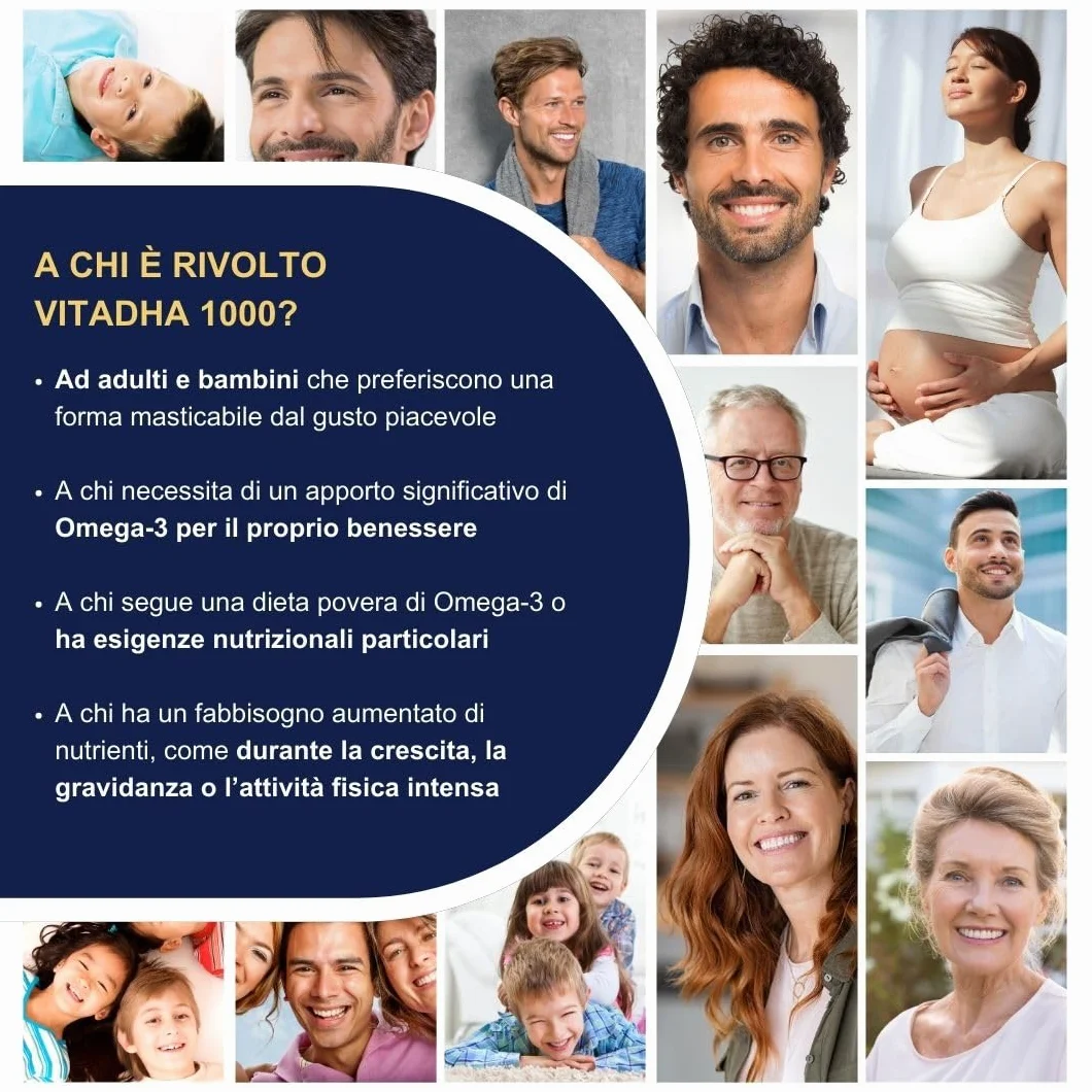 VitaDHA 1000 Omega 3 IFOS 5 Stelle 60 Capsule - Omega3 per Adulti e Bambini - 500mg DHA Alta Biodisponibilità