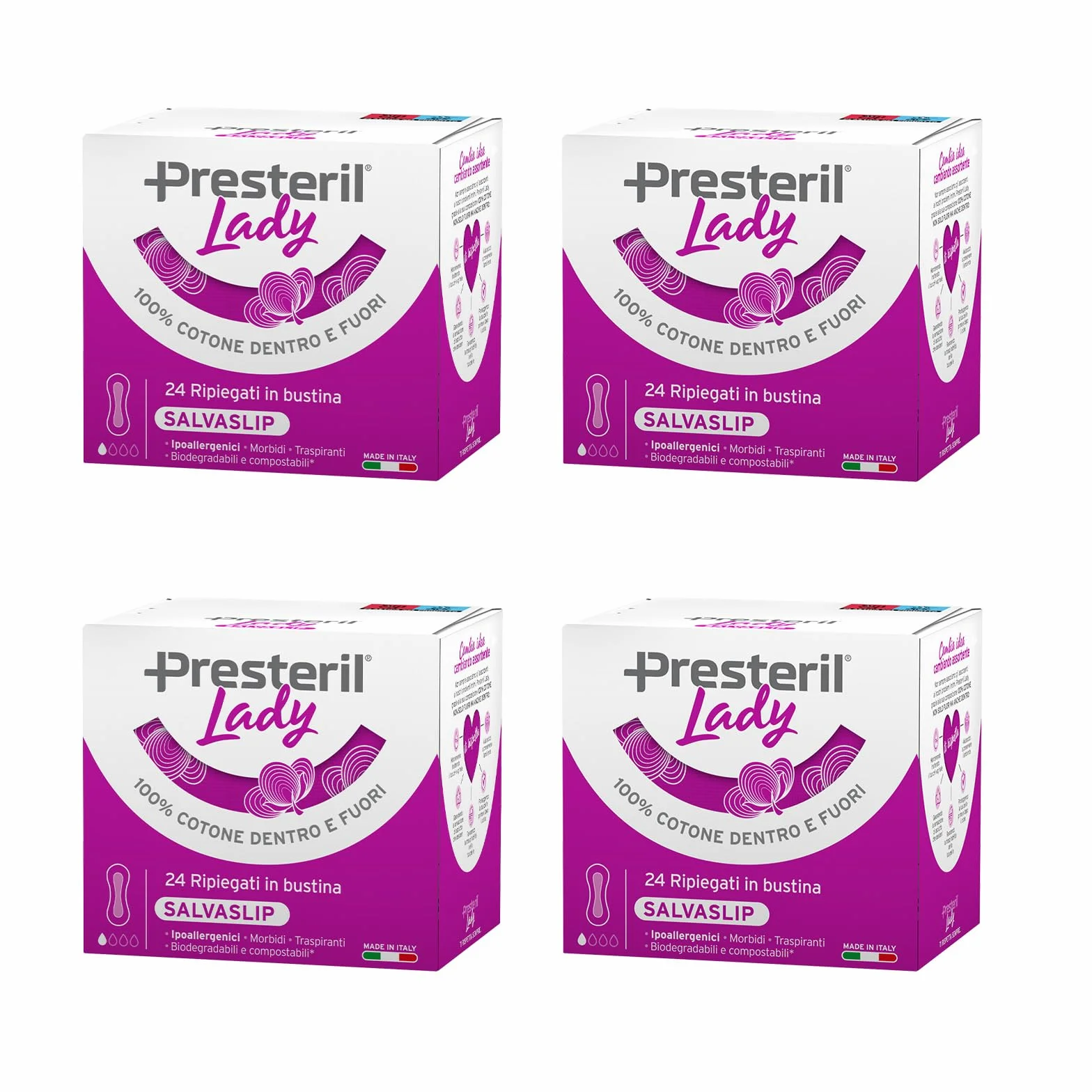 Presteril Lady Proteggislip Pocket Cotone 100% Biodegradabile 4 Confezioni 96 Unità