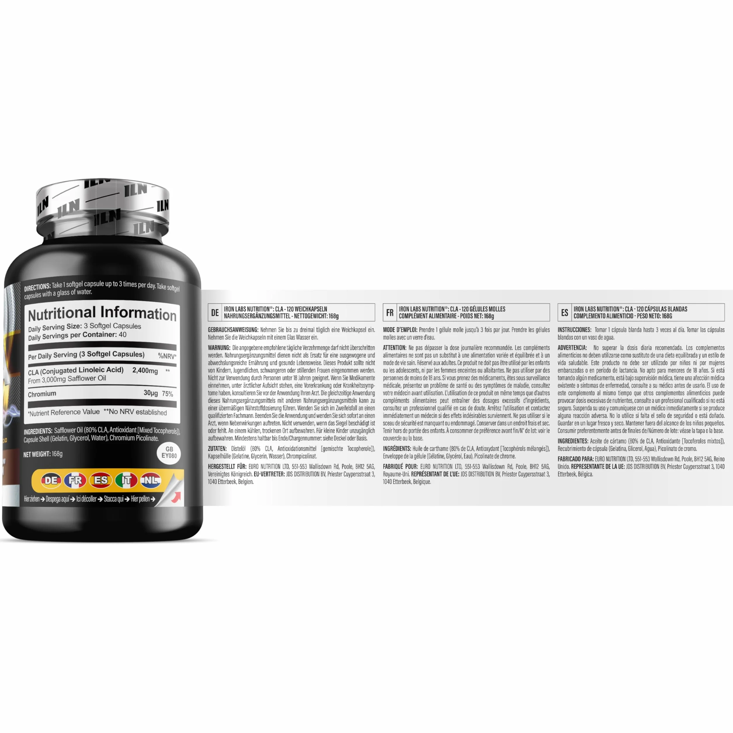 CLA 2400 mg con acido linoleico coniugato 3000 mg 80% isomeri cromo 120 softgel