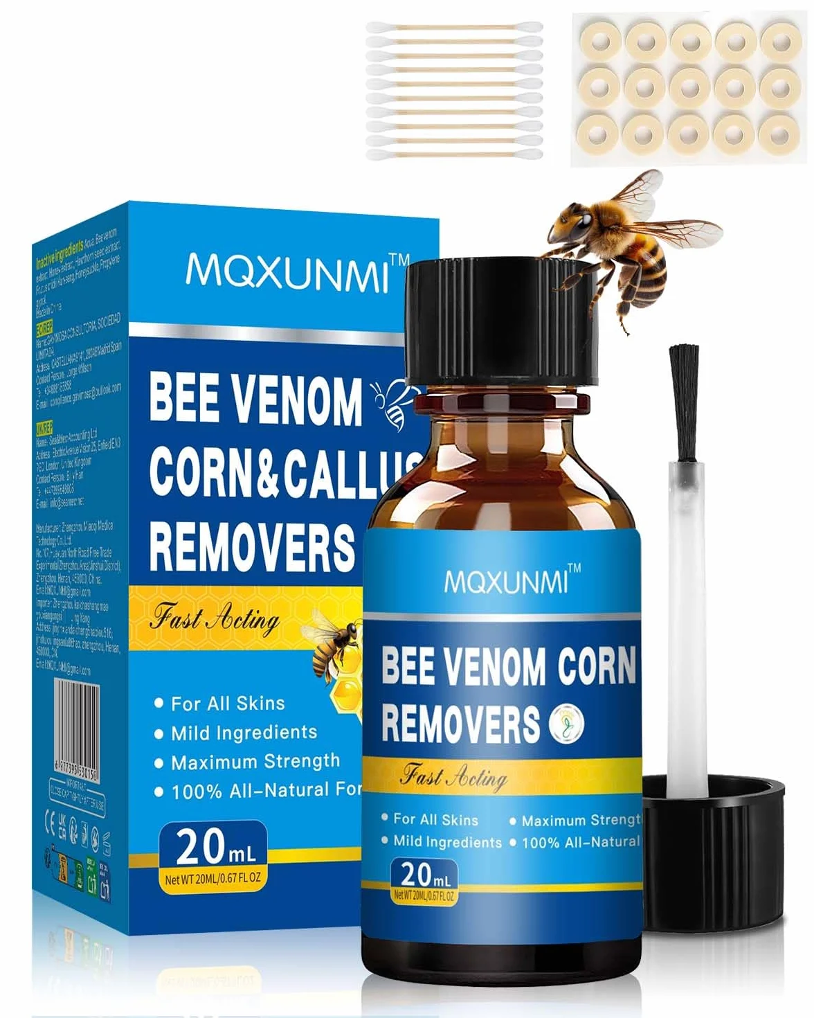 Bee Venom Callus Remover 20 ml - Rapid Action Liquid for Feet, Adults, Runners