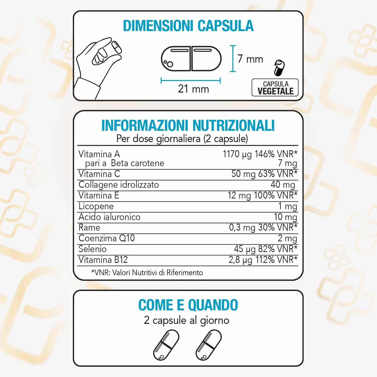 PiùLife Betacarotene Integratore Abbronzatura 120 Capsule con Vitamina A C E Selenio Licopene Collagene Acido Ialuronico