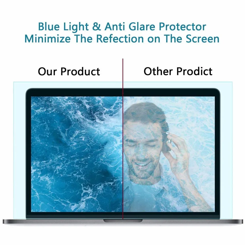 FiiMoo 13.3 inch Anti Luce Blu Proteggi Schermo, [2 Pezzi] Filtro Antiriflesso Protezione per Gli Occhi, Pellicola Protettiva Schermo per Laptop 13.3 Pollici (16:9)
