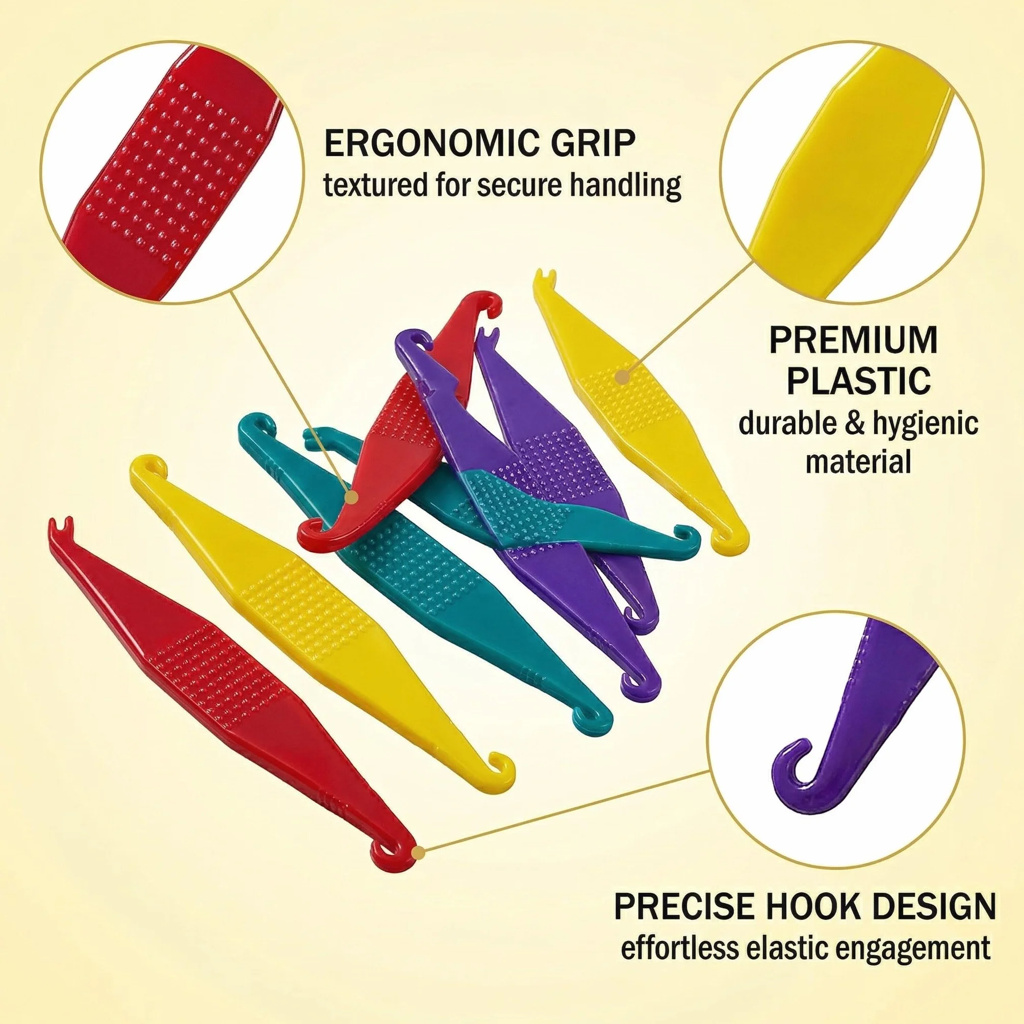 Disposable Dental Plastic Elastic Adjuster for Stretch Cord, Flexible Hook for Stretch Rope, Positioning Removal Tools