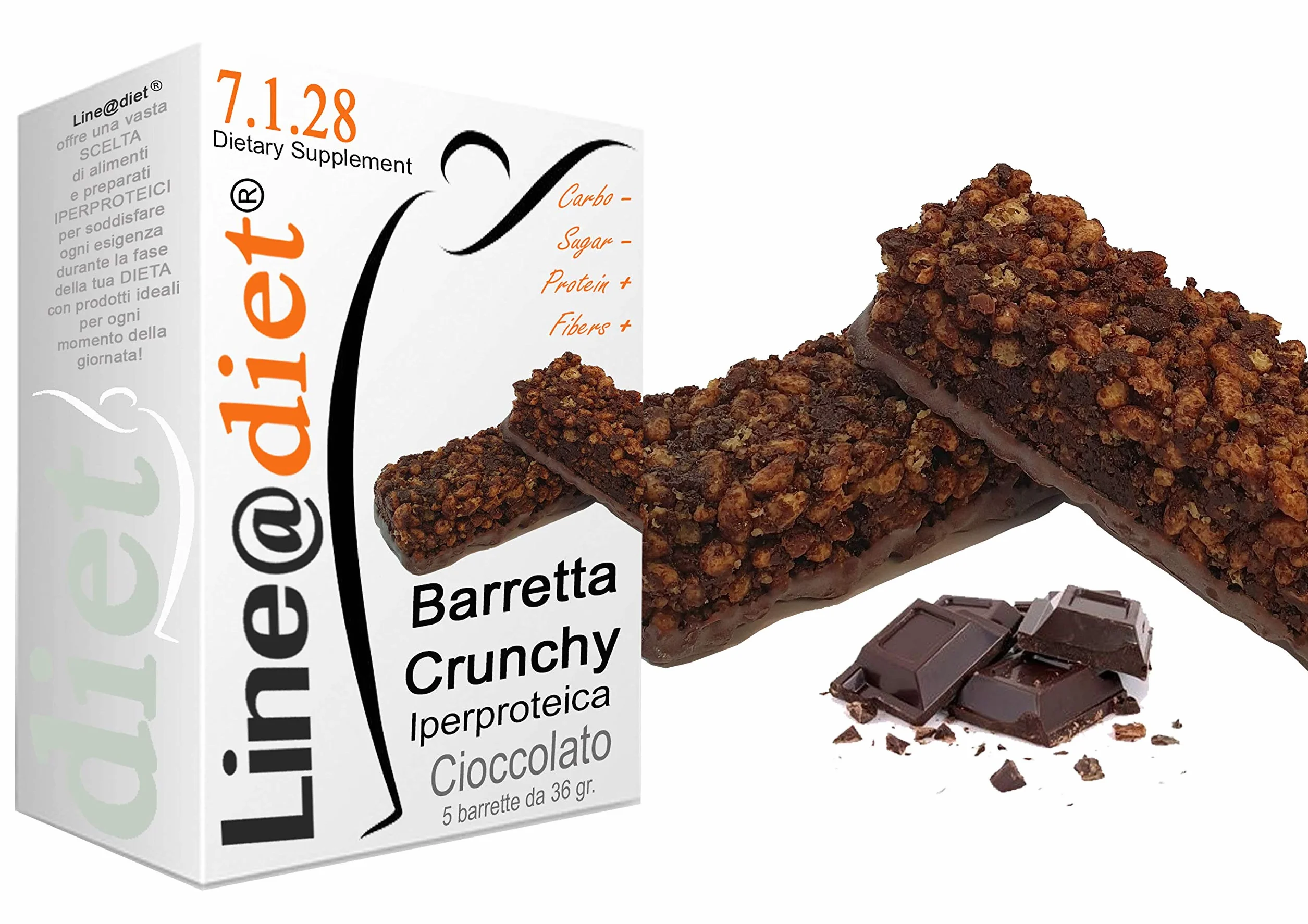BARRETTE CRUNCHY PROTEICHE Line@diet ZERO ZUCCHERI 15g PROTEINE 4g CARBOIDRATI 5 sztuk