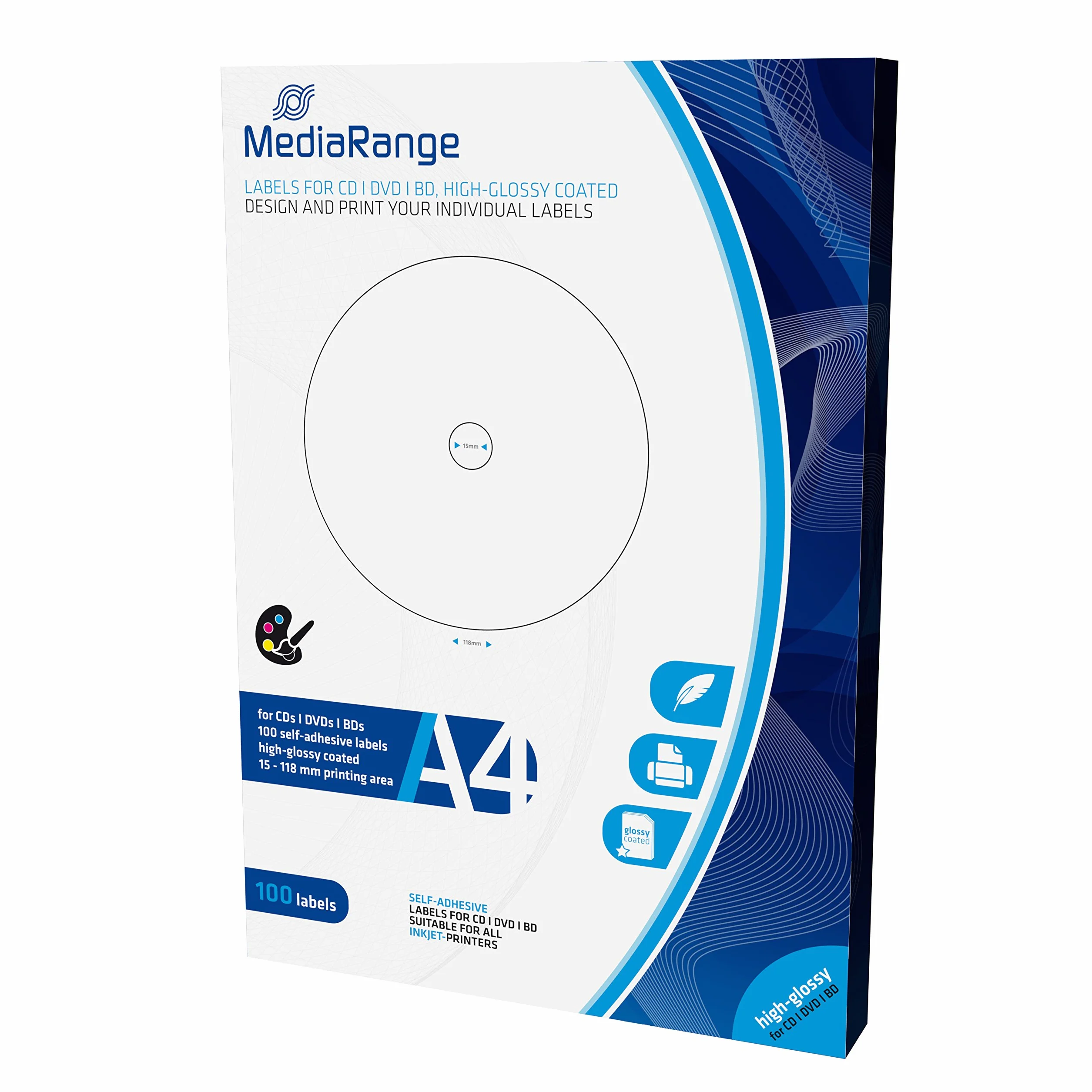 Etichette per Cd Mediarange CD/DVD/BD 100 pezzi [MRINK132]