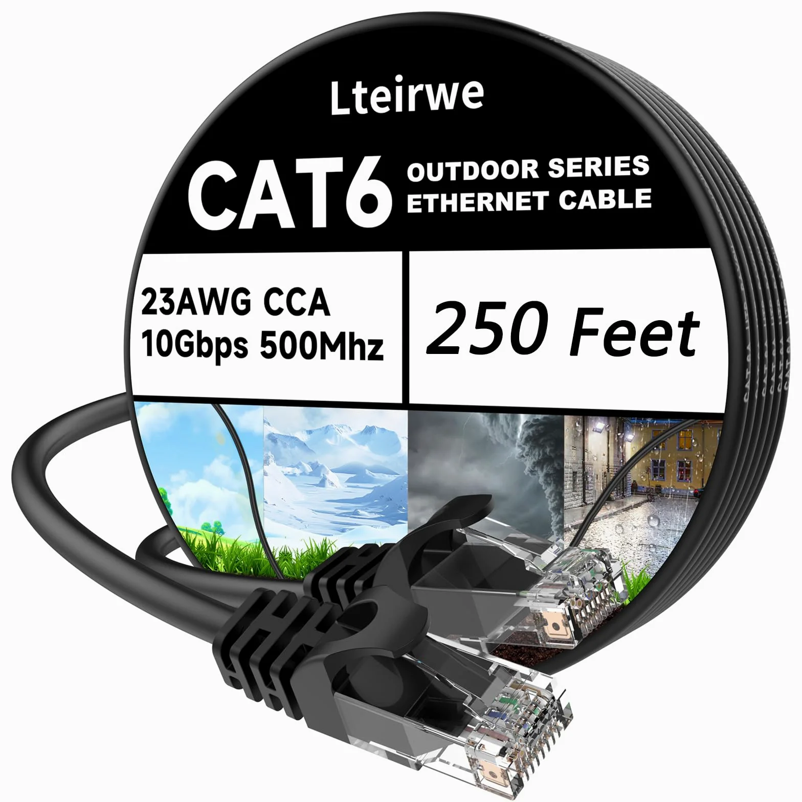 Cavo Ethernet CAT6 650FT 23AWG ad alta velocità 500MHz 10Gbps velocità di trasmissione, più veloce del cavo Ethernet Cat 5e/Cat 5. Ampiamente usato in computer, laptop Nero-60 m