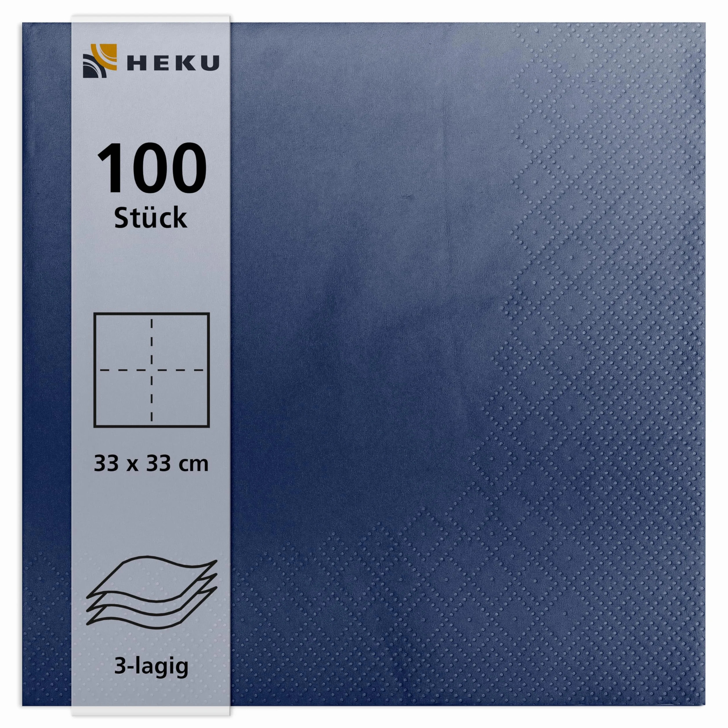 HEKU 100 tovaglioli in tinta unita 3 strati 33 x 33 cm blu scuro
