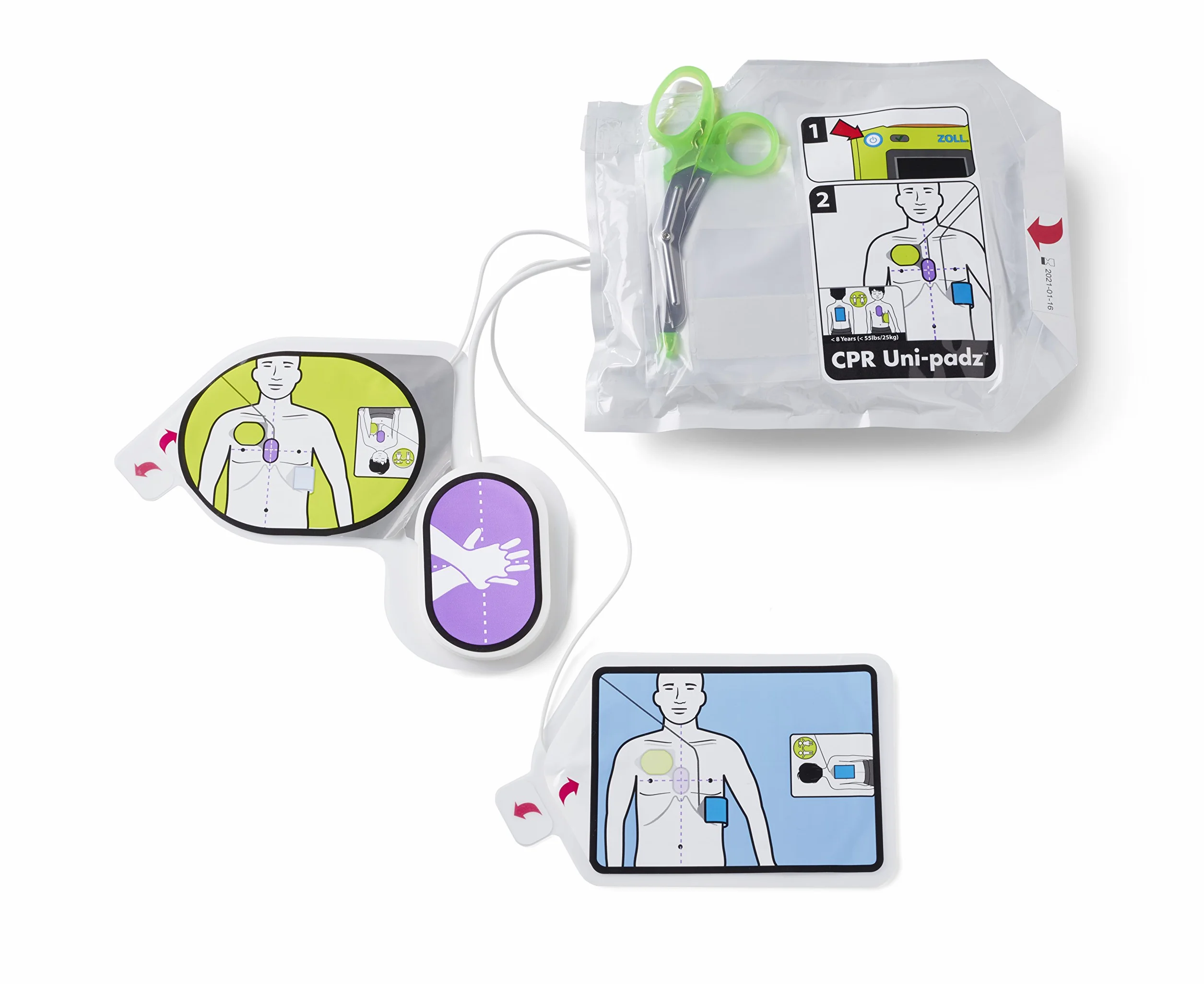 Zoll CPR Uni-Padz Elettrodi universali per adulti e pediatrici, 5 anni validità