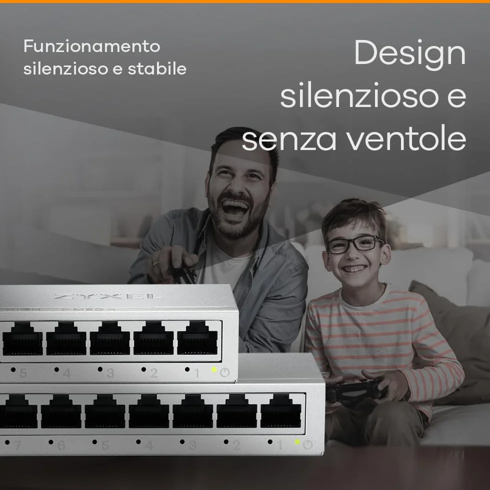 Zyxel Switch a 5 Porte Gigabit Non Gestito | Ethernet Splitter | Montaggio a Parete o da Tavolo [GS-105B v5]