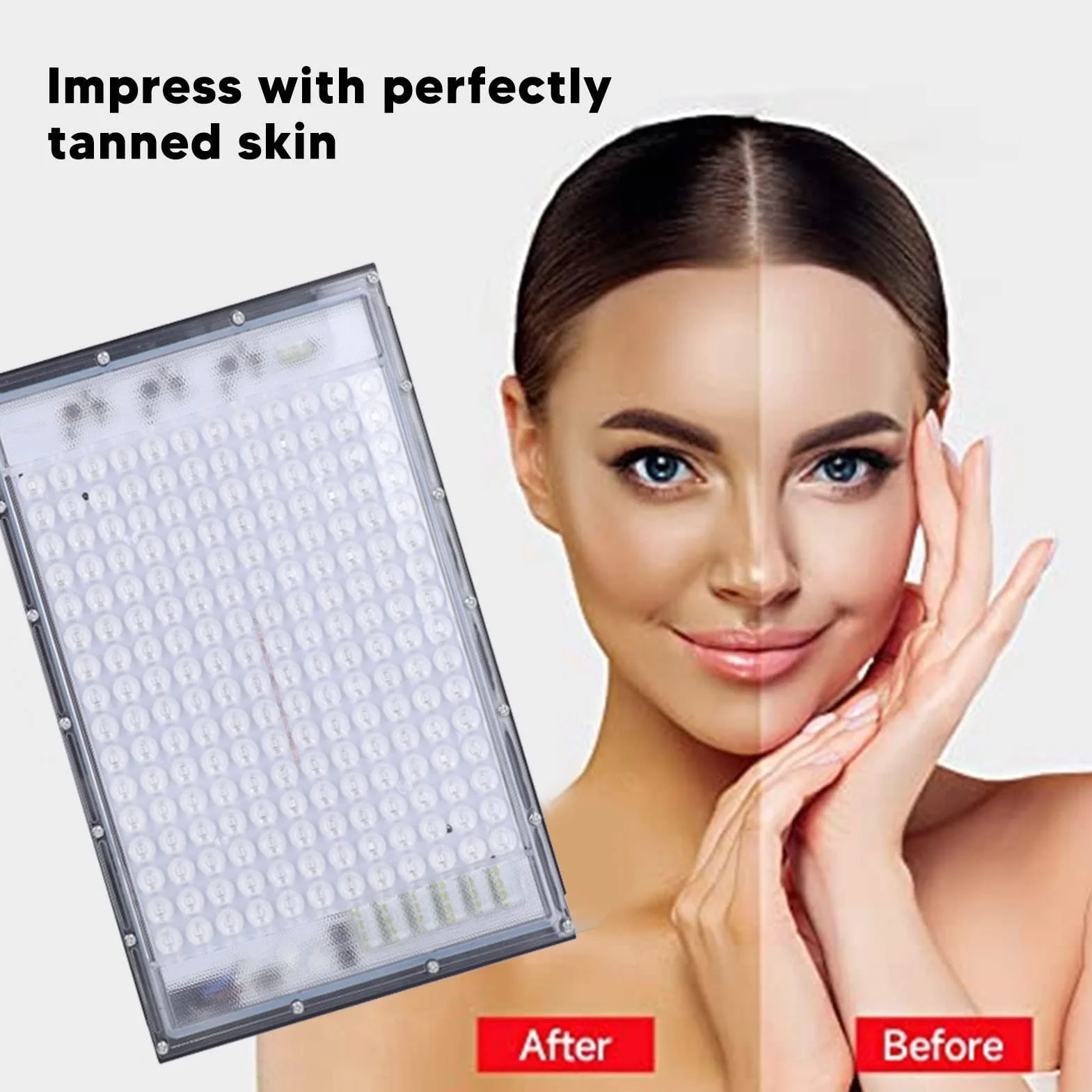 Lampada per Fototerapia Portatile a Luce Blu 100W 192 LED, Macchina Abbronzatura Viso e Corpo