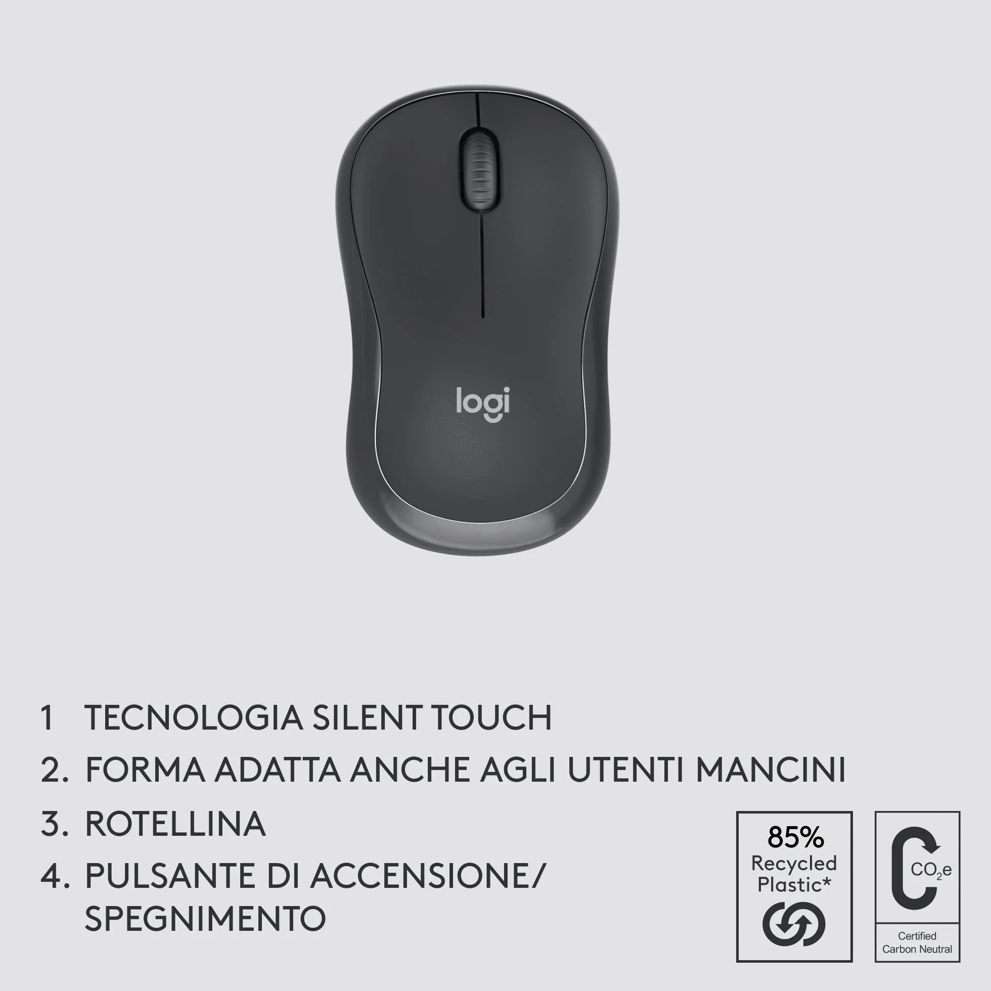 Logitech MK370 Combo for Business, Tastiera e Mouse Wireless Full-Size, ricevitore USB Logi Bolt Sicuro, Bluetooth, Certificazione Globale Windows/Mac/Chrome, Linux, Italiano QWERTY - Grigio