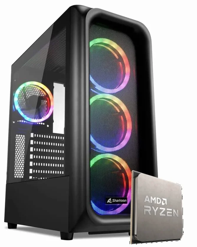 EMCA4 Computer Gaming PC Assemblato Ryzen 5 5600 - RTX 4060 8GB - M.2 1TB nvme - Ram 16GB DDR4 3200Mhz - ARGB - Windows 11