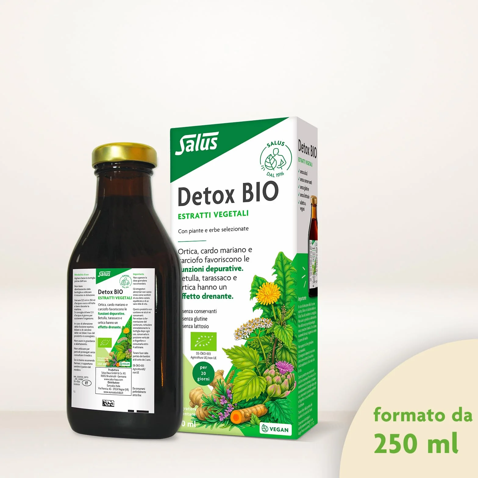 Salus Detox Bio Integratore Alimentare Biologico Depurativo Drenante Antiossidante 250ml