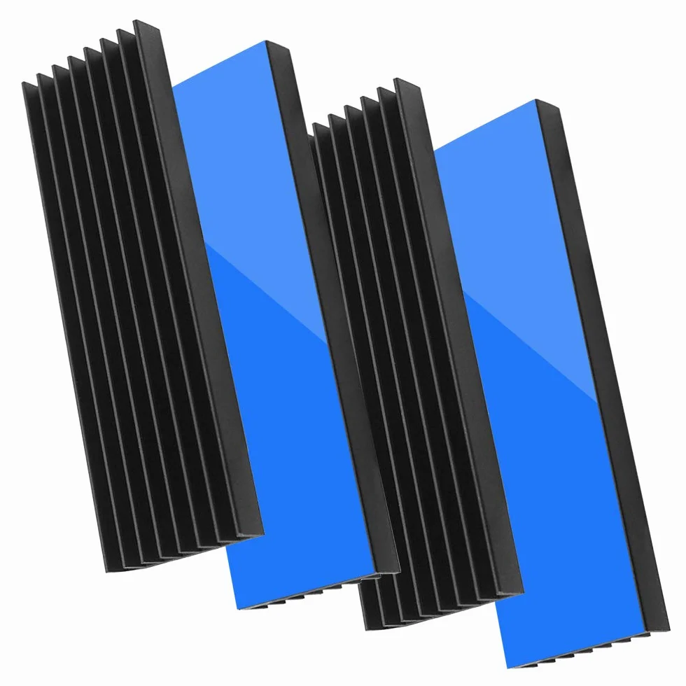 Akuoly Set di 4 dissipatori di Calore in Alluminio con Nastro termoadesivo Heatsink, 70 mm x 22 mm x 6 mm, Nero