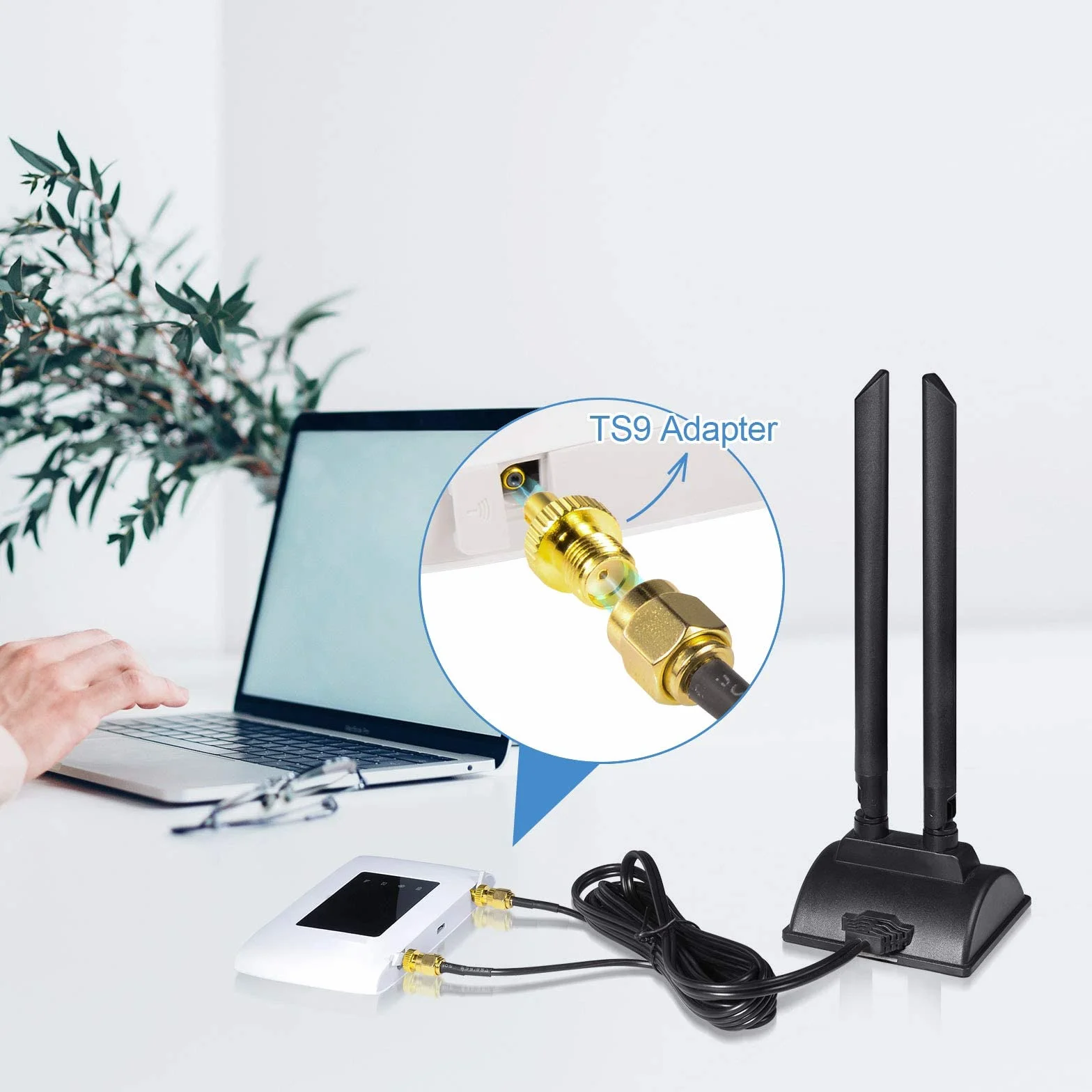 Bingfu Antenna 4G LTE SMA TS9 6dBi Base Magnetica MIMO per 4G LTE CPE Broadband Wireless Router Cellulare Gateway Modem