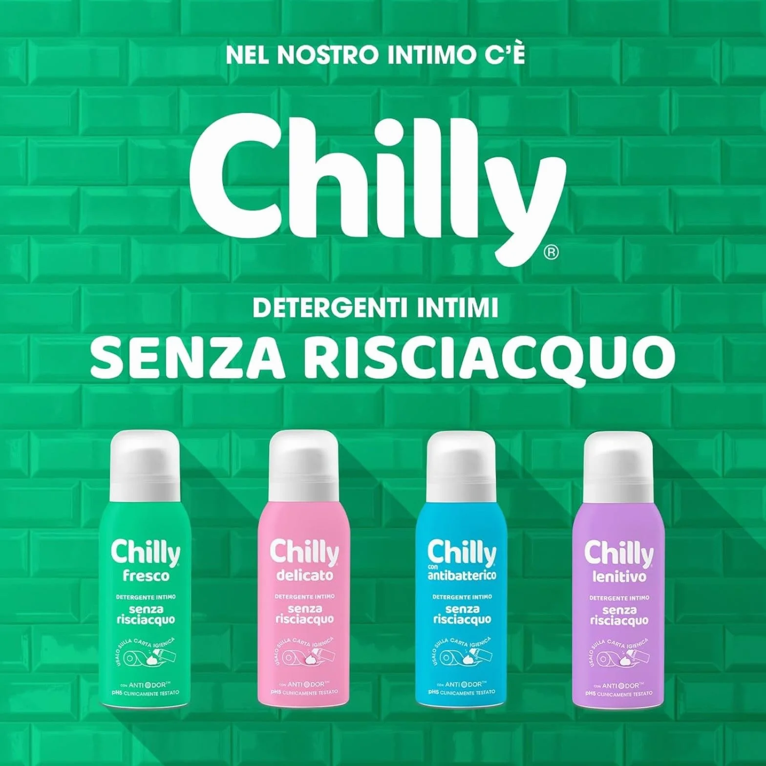 Chilly Senza Risciacquo Detergente Intimo Delicato pH5 Mousse 100ml